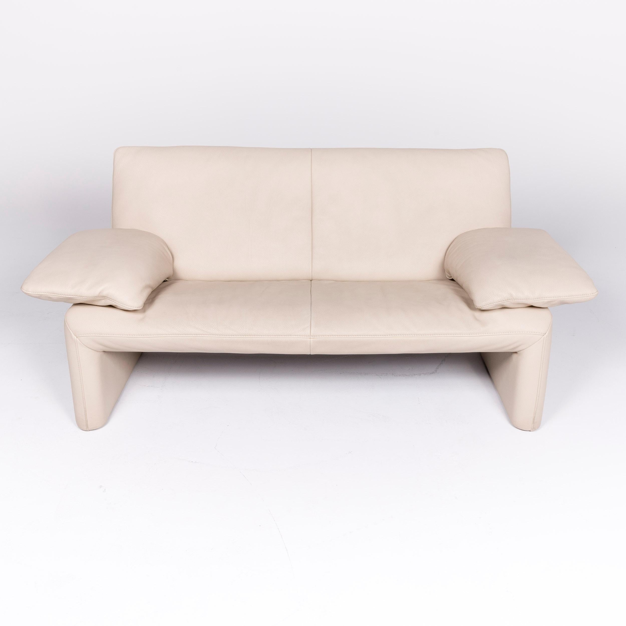 JORI Linea Designer Leather Sofa Beige Real Leather Two-Seat Couch 1