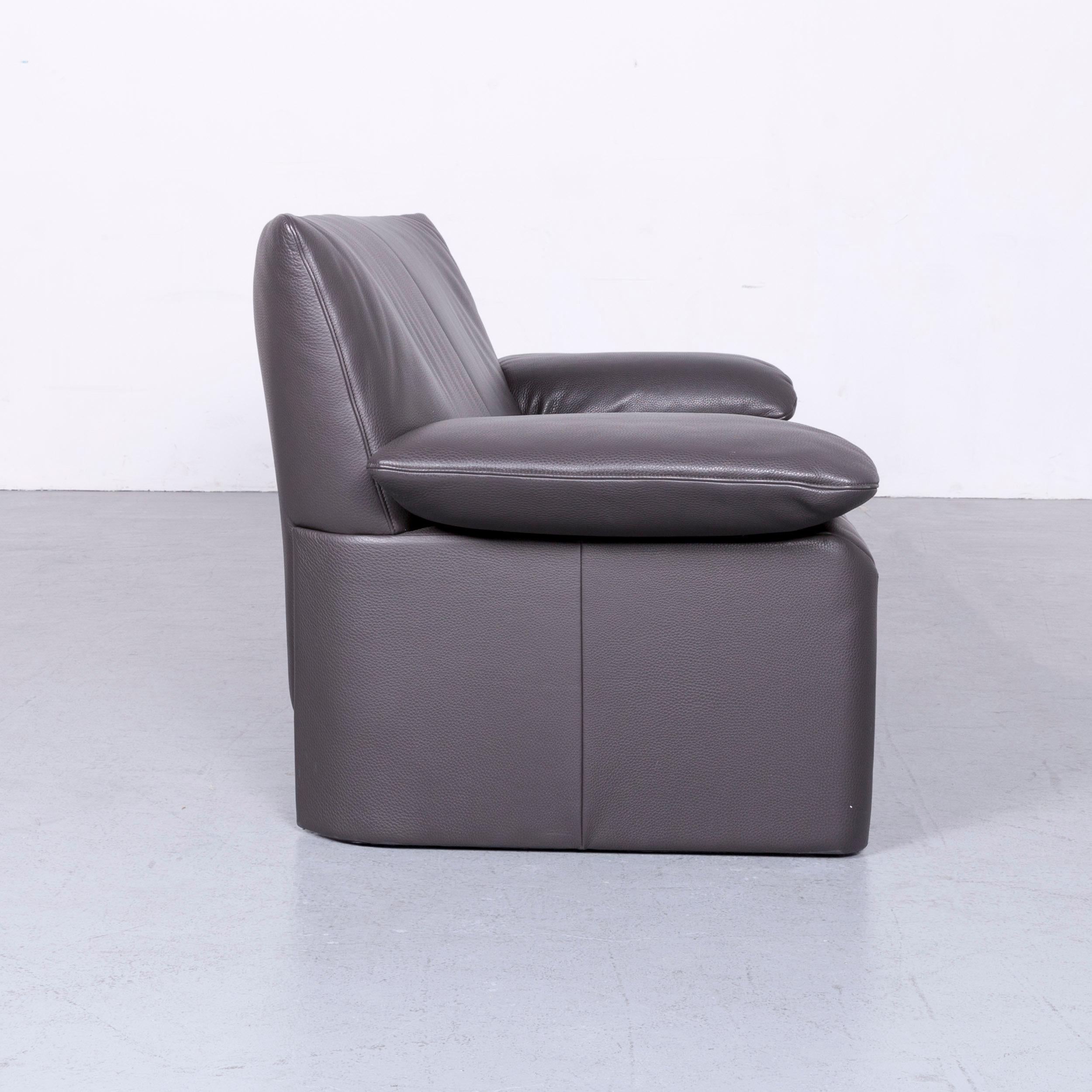 Jori Linea Designer Leather Sofa Foot-Stool Set Grey Two-Seat Couch  3