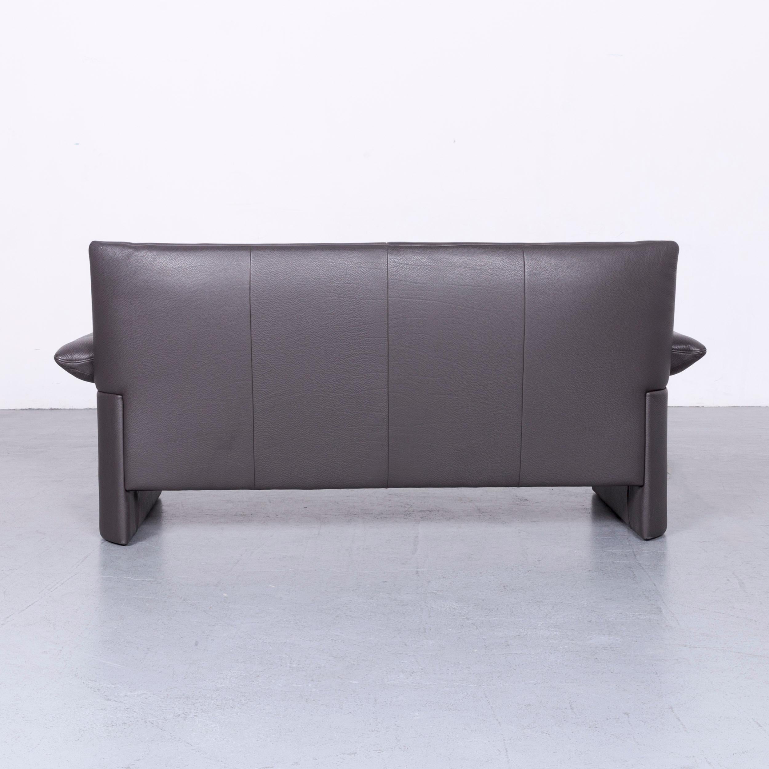 Jori Linea Designer Leather Sofa Foot-Stool Set Grey Two-Seat Couch  4