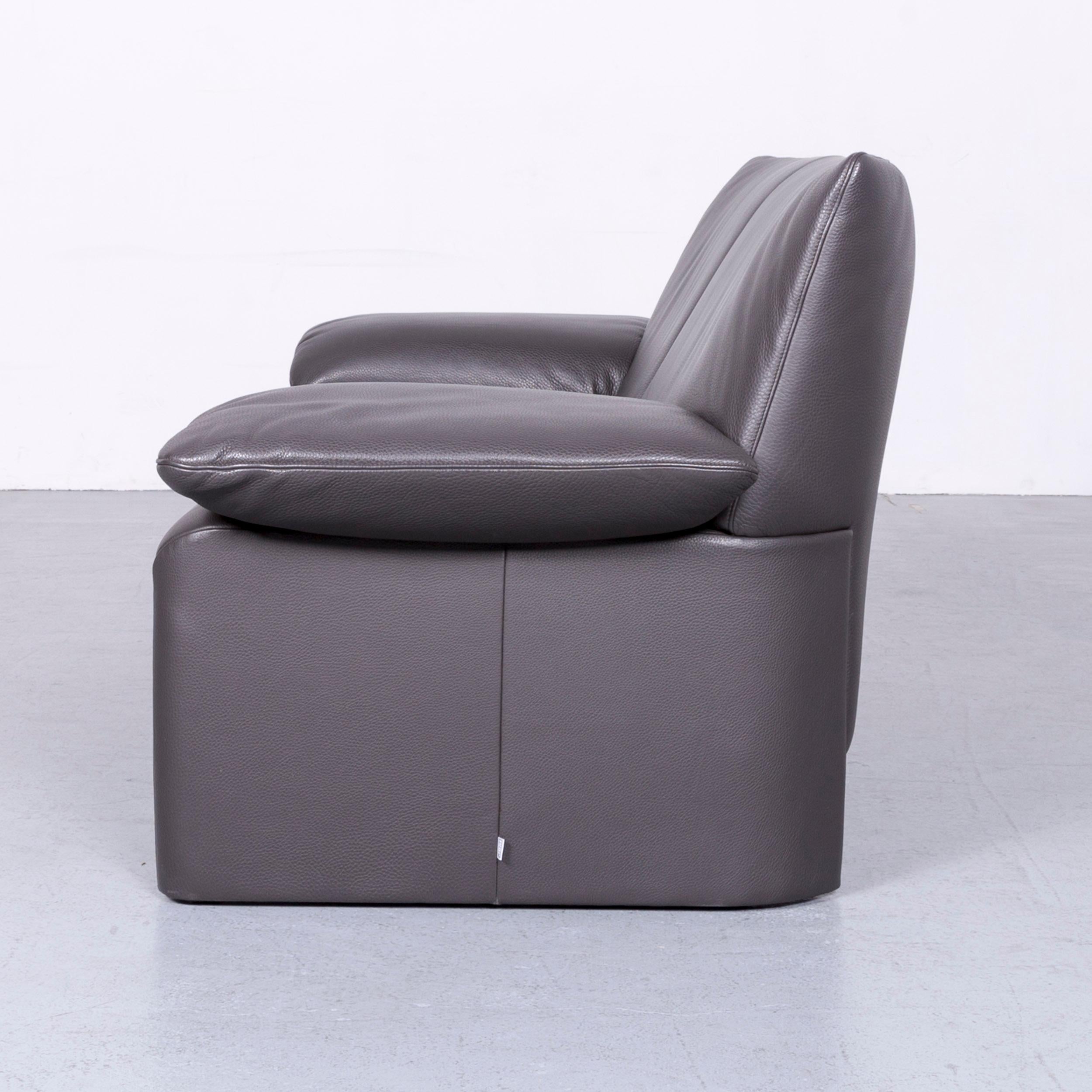 Jori Linea Designer Leather Sofa Foot-Stool Set Grey Two-Seat Couch  5