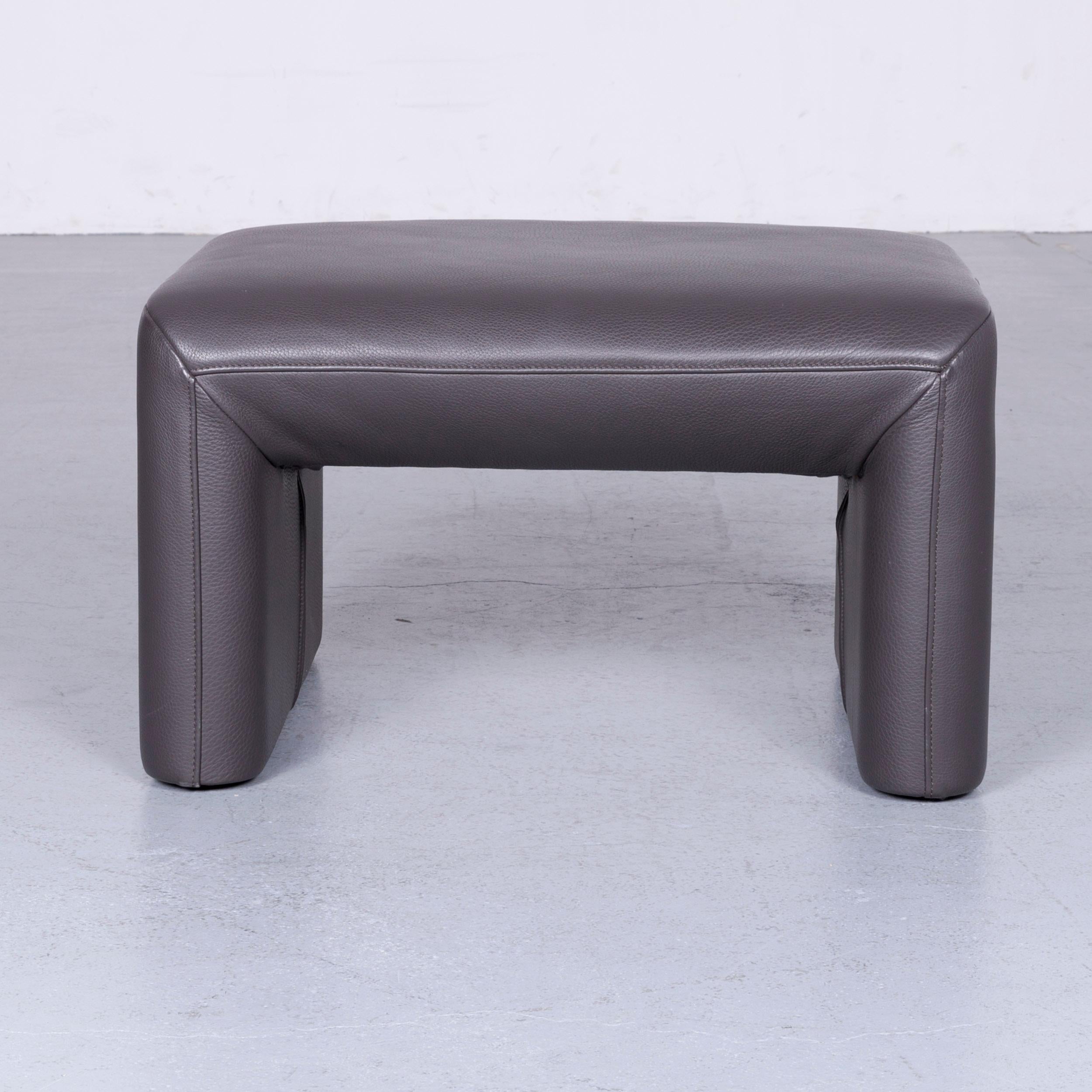 Jori Linea Designer Leather Sofa Foot-Stool Set Grey Two-Seat Couch  7
