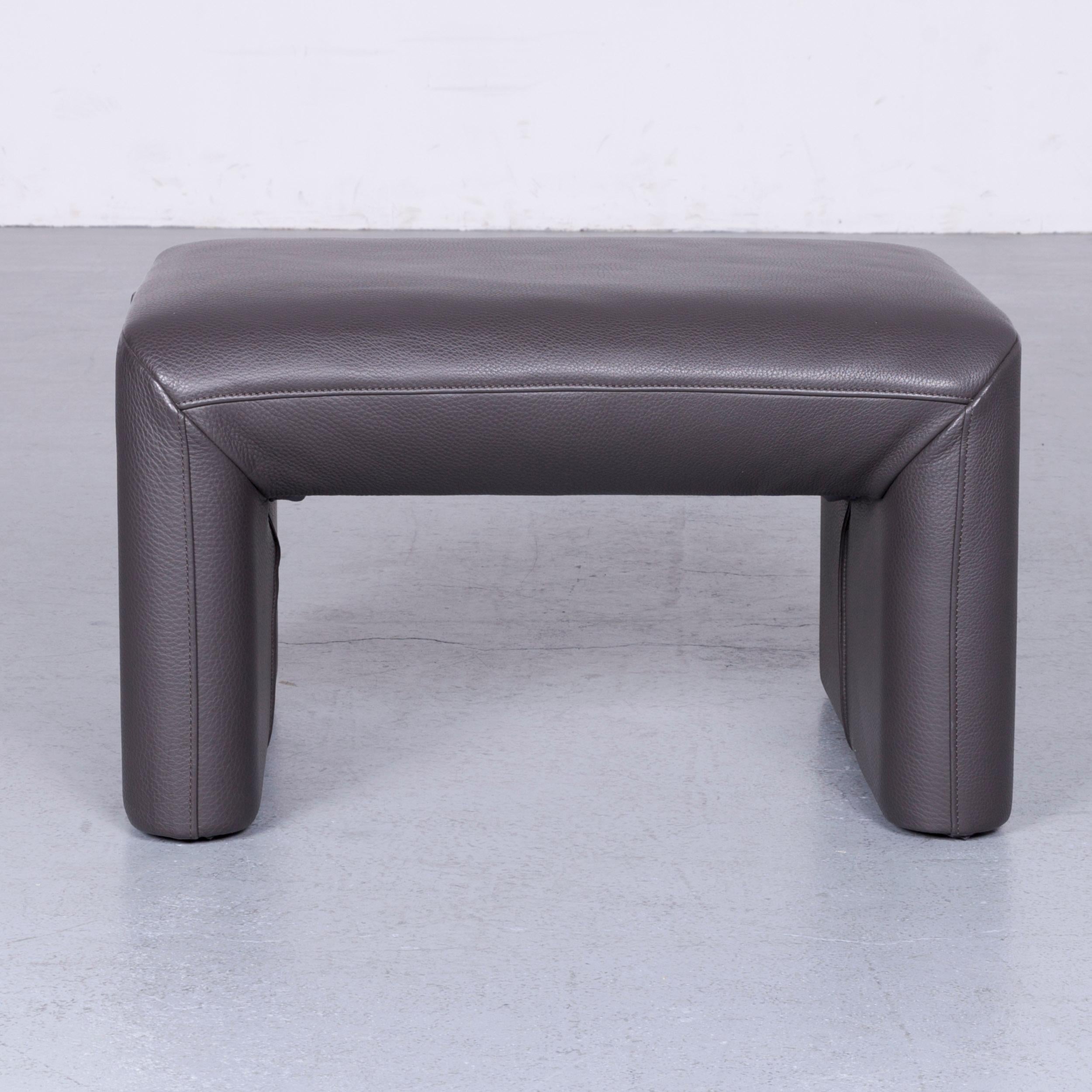 Jori Linea Designer Leather Sofa Foot-Stool Set Grey Two-Seat Couch  10