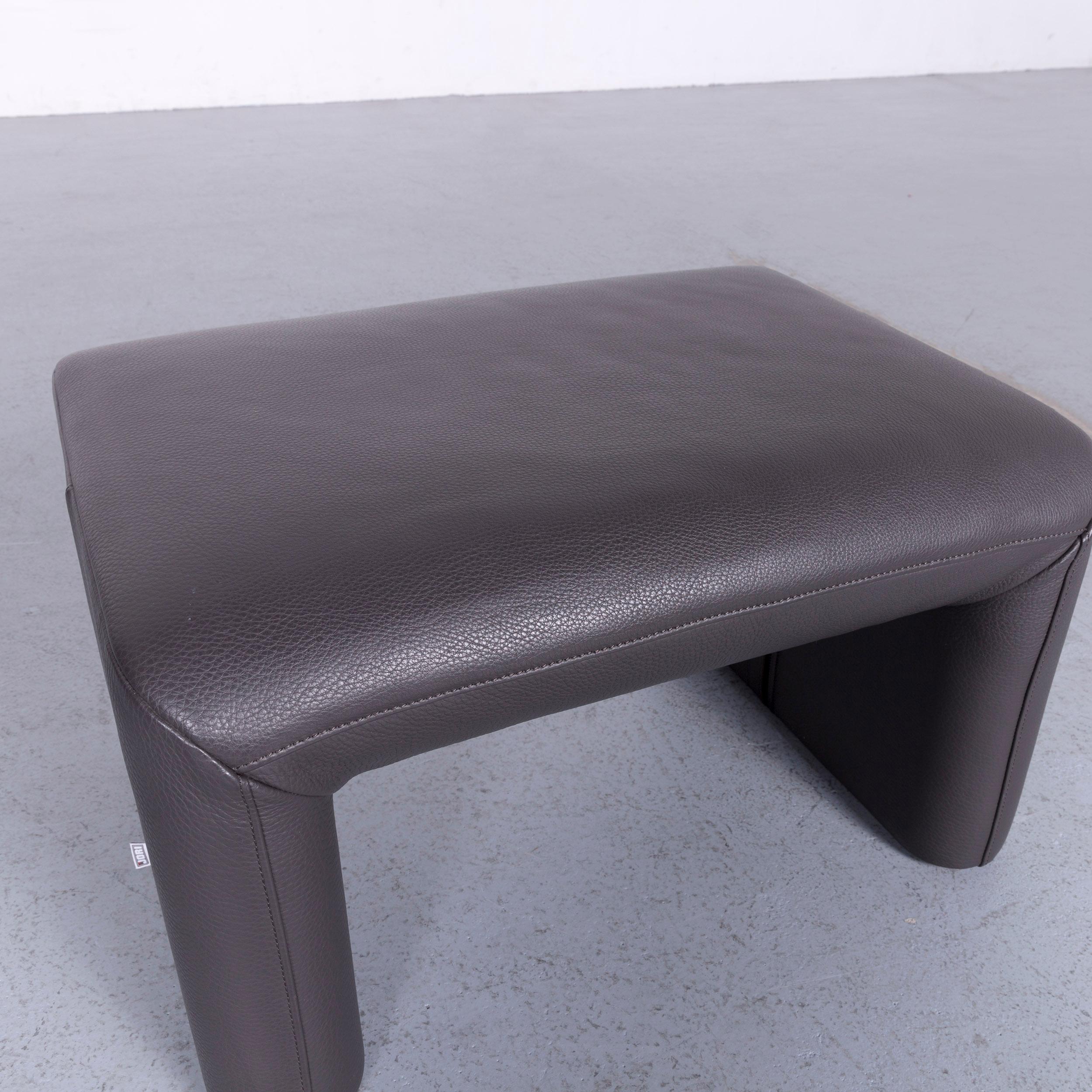 Jori Linea Designer Leather Sofa Foot-Stool Set Grey Two-Seat Couch  11