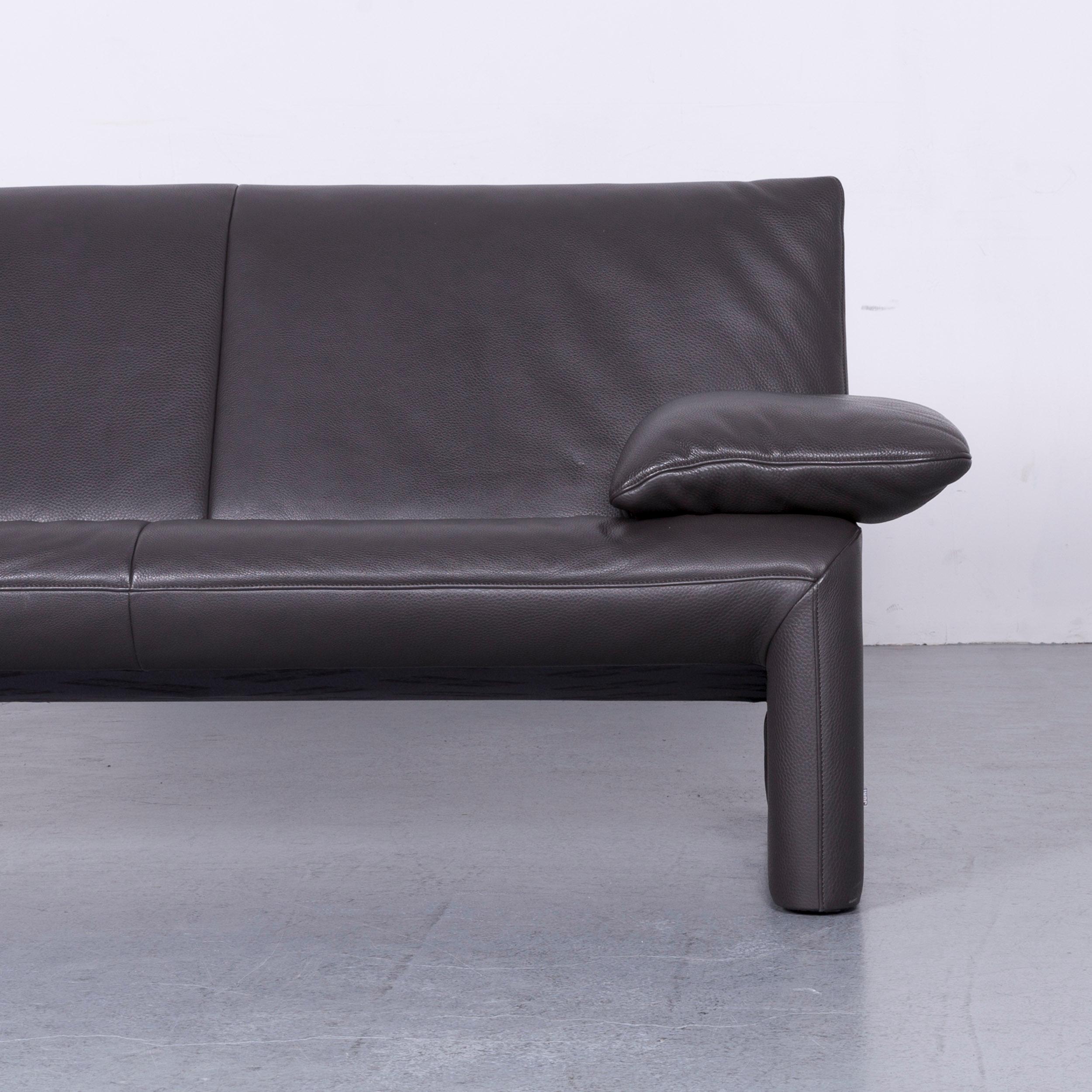 Belgian Jori Linea Designer Leather Sofa Grey Two-Seat Couch