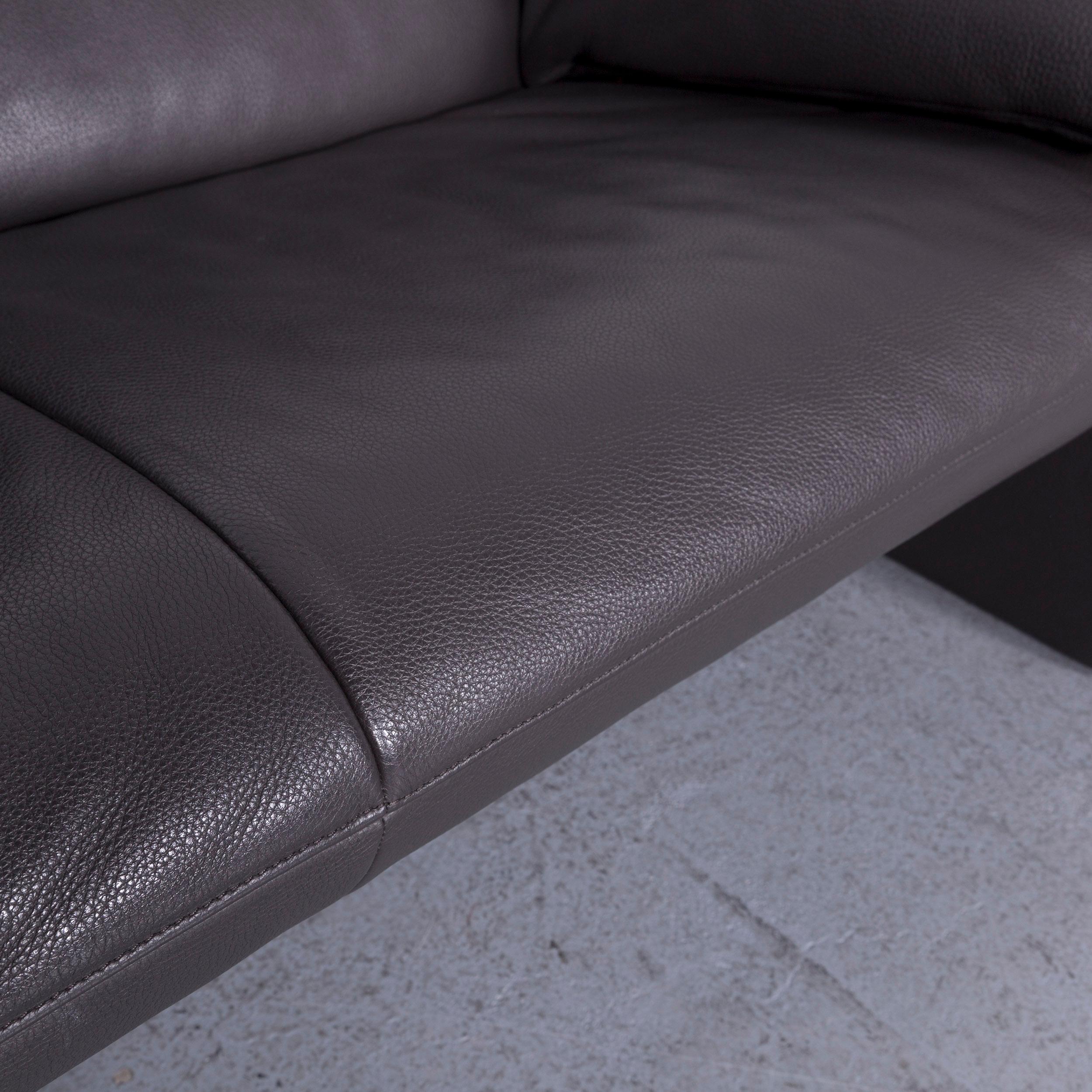 Jori Linea Designer Leather Sofa Grey Two-Seat Couch In Good Condition In Cologne, DE