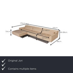 JORI Shiva Leather Sofa Set Cream Corner Sofa Stool Function