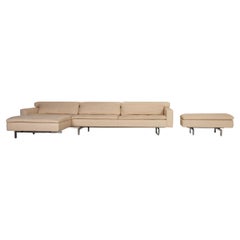 JORI Shiva Leather Sofa Set Cream Corner Sofa Stool Function