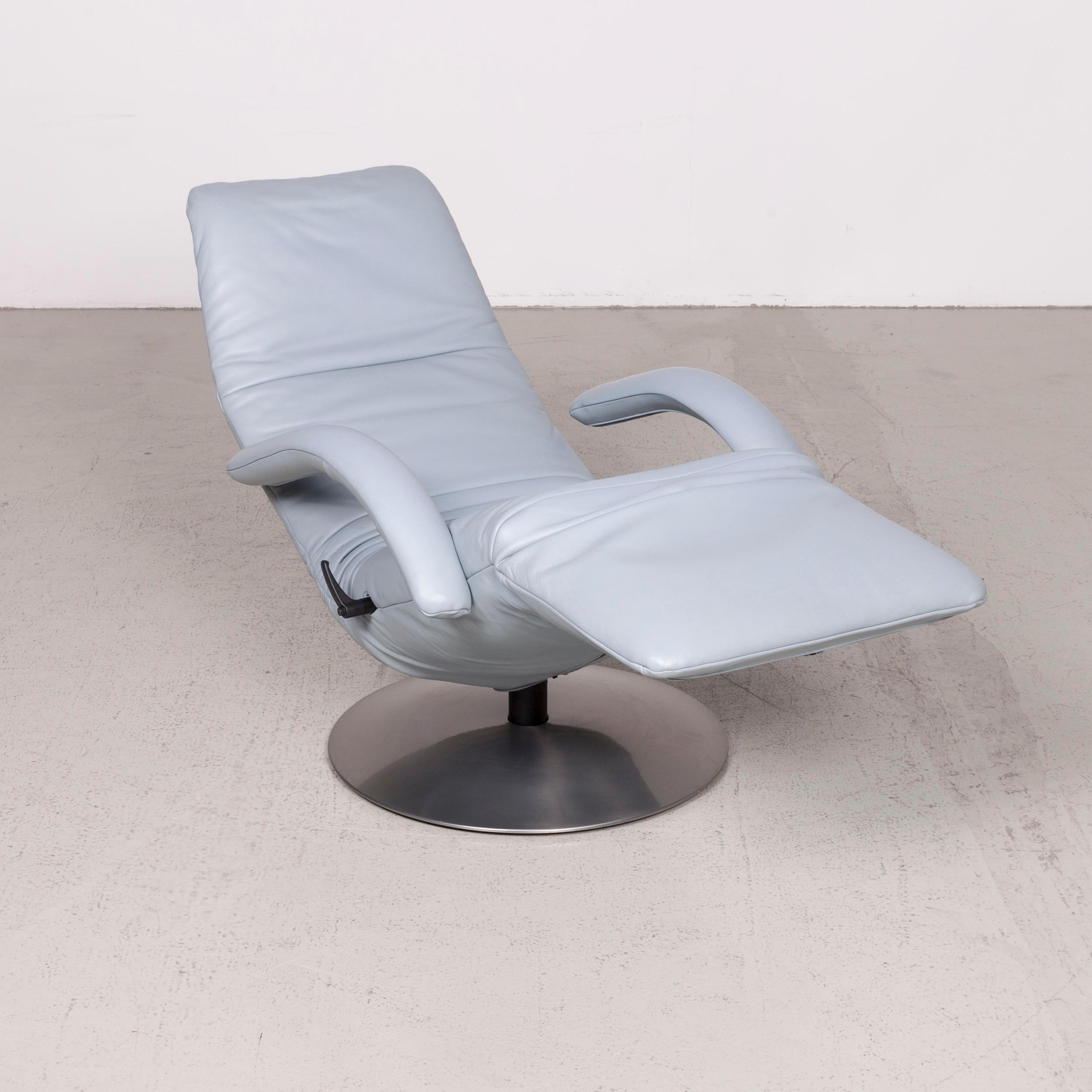 Contemporary JORI Yoga Designer Leather Armchair Blue Genuine Leather Chair Relax