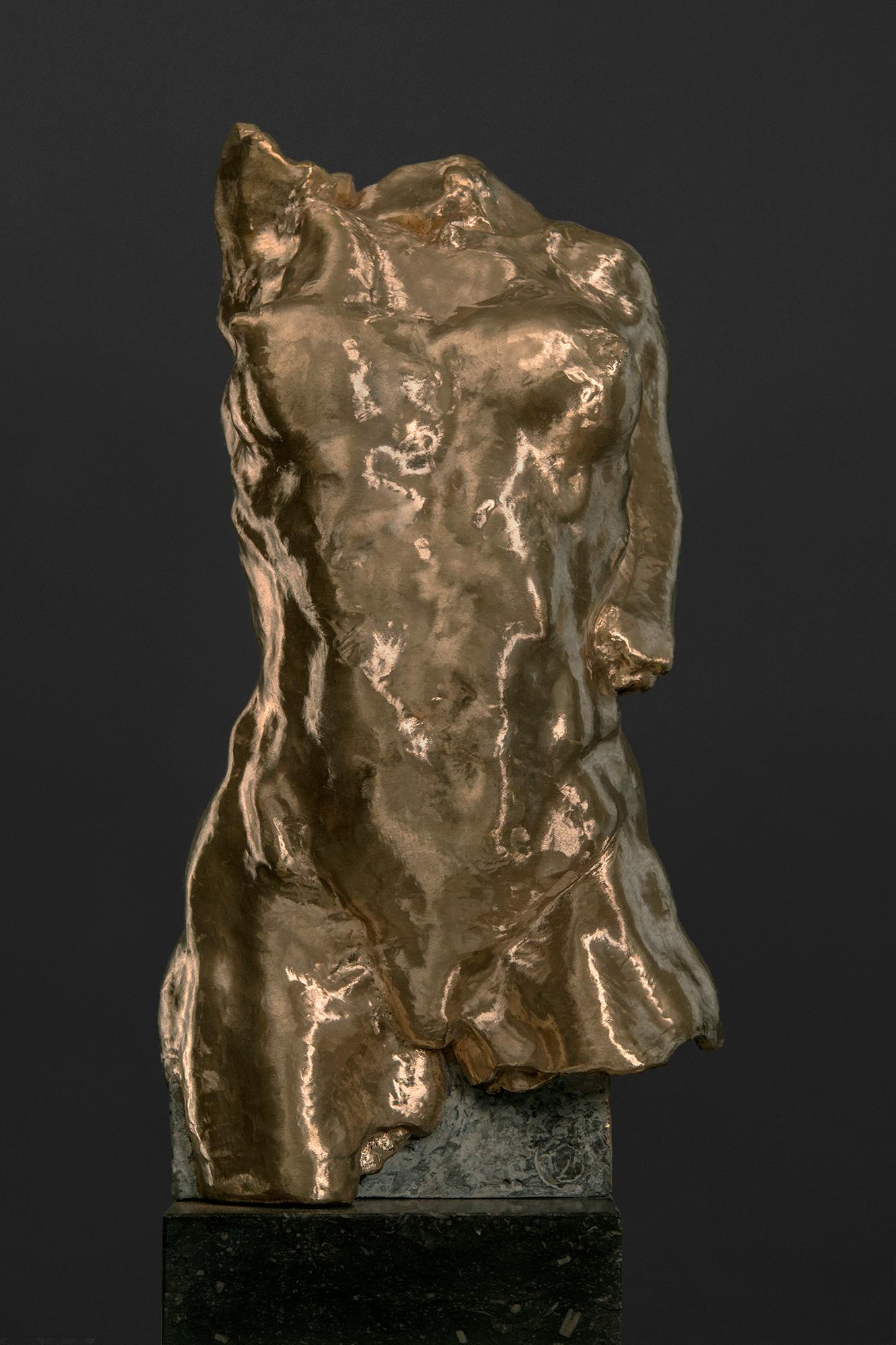 Joris Verdonkschot  Figurative Sculpture - Corinthian Kore Torso Bronze Sculpture Golden - In Stock