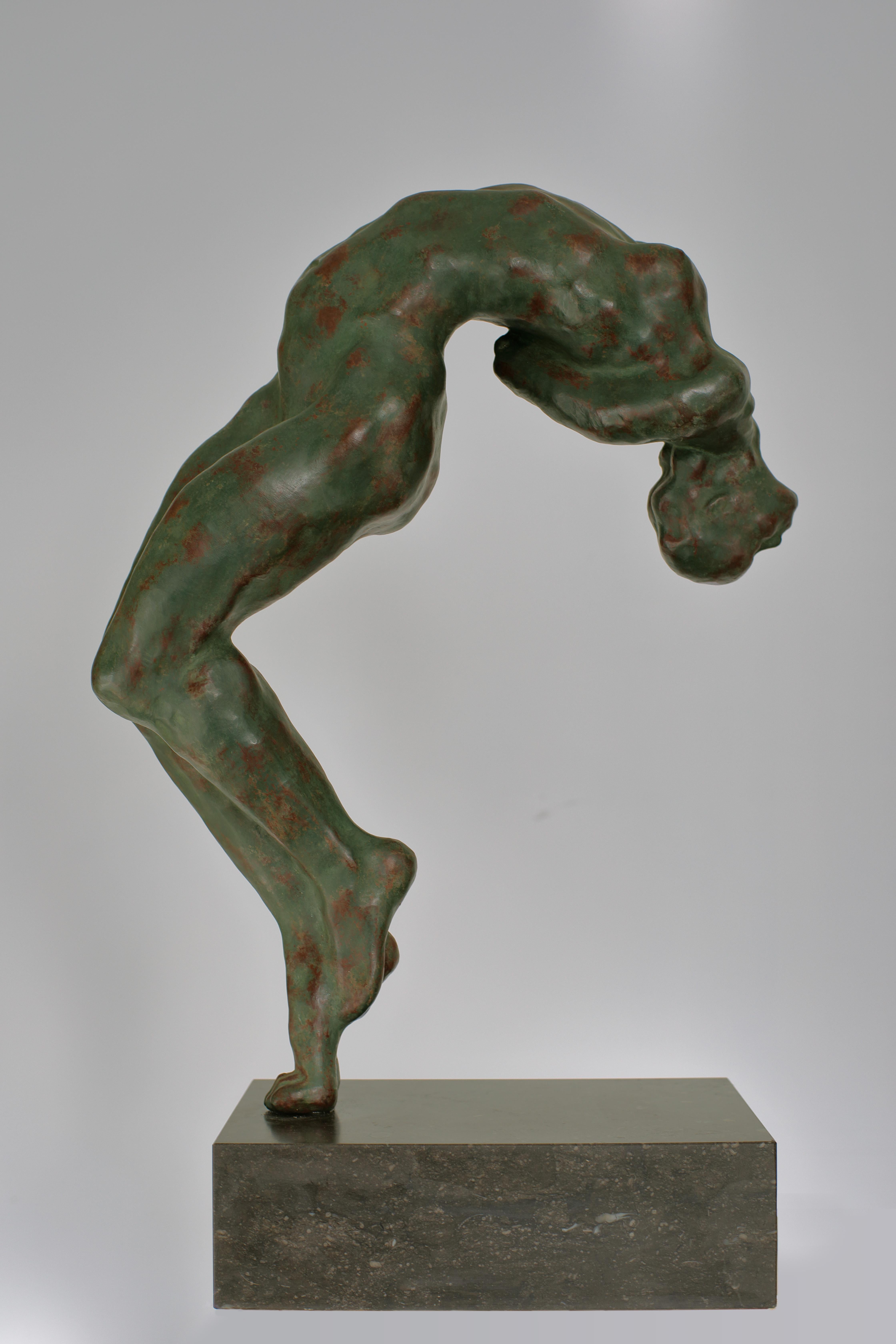 Joris Verdonkschot  Figurative Sculpture - Le Bonheur Luck Bronze Sculpture Female Nude Figure Dancer In Stock 