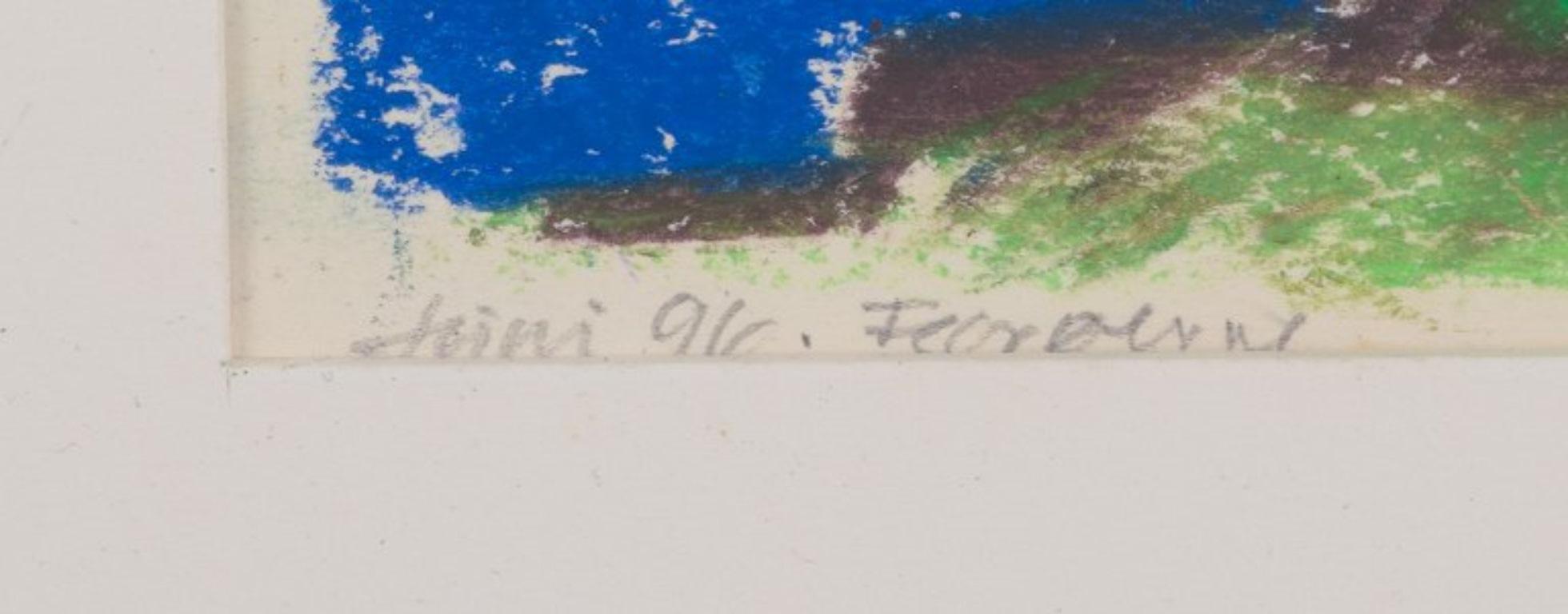 Other Jörn Stender, Danish artist. Pastel on paper. Two country scenes with houses For Sale