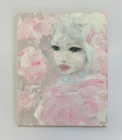 Baby Blue Beads, Jorunn Mulen, Original Figurative Portrait Painting, Affordable