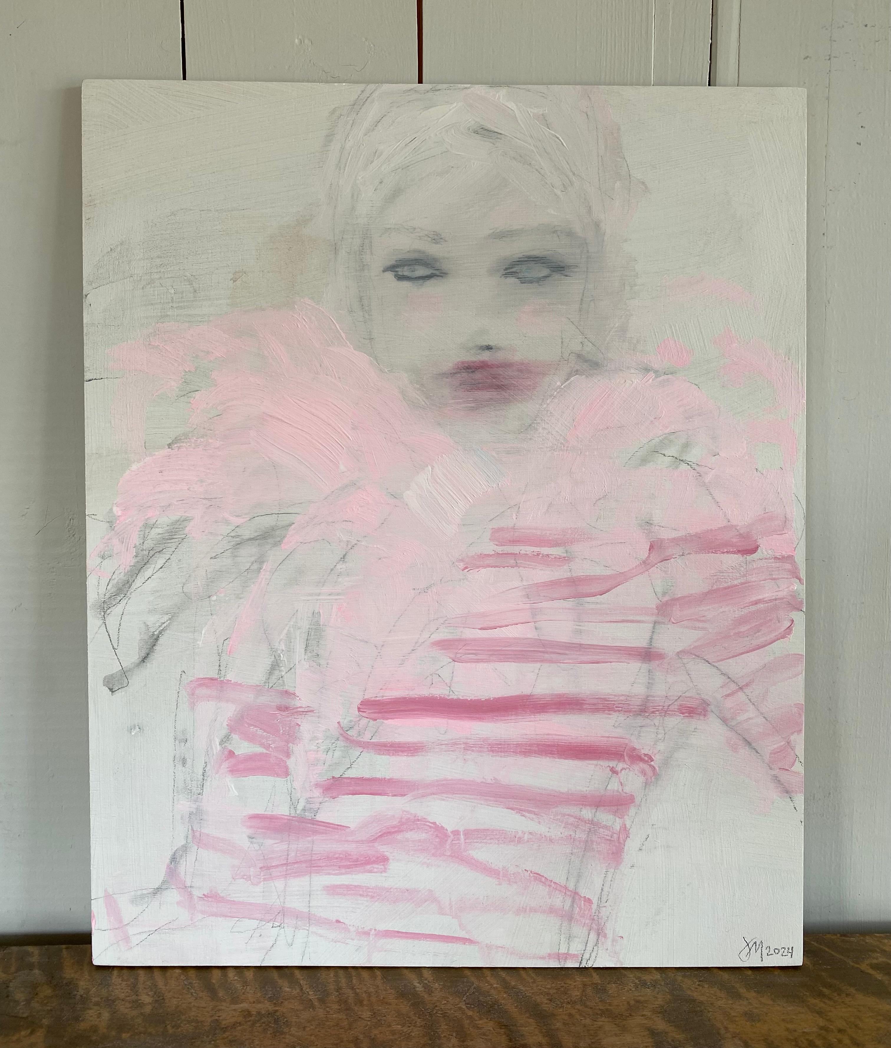 Moment in March, Original Figurative Portrait Painting, Affordable, Spring  For Sale 1