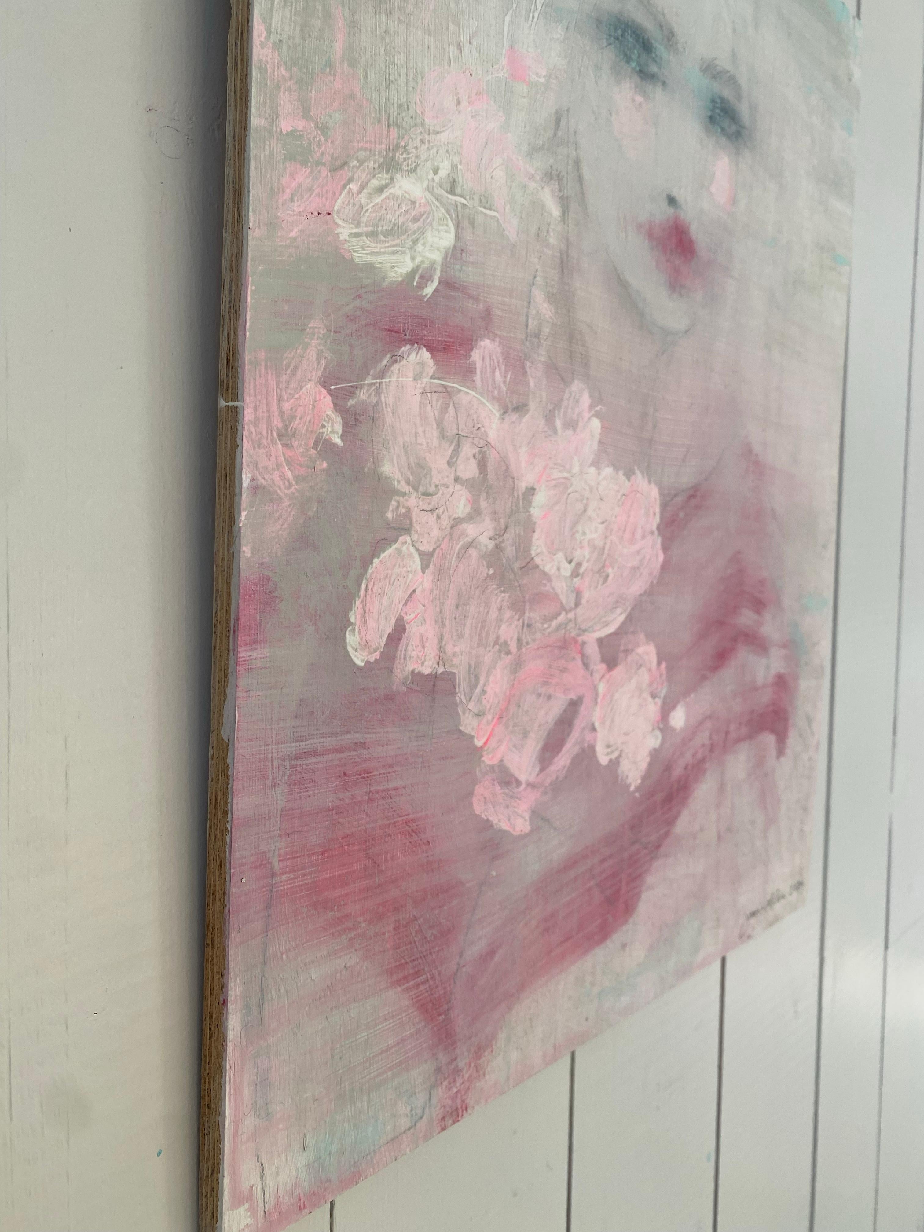 The Petals, Originalgemälde, zeitgenössische, figurative Kunst, Porträt im Angebot 3