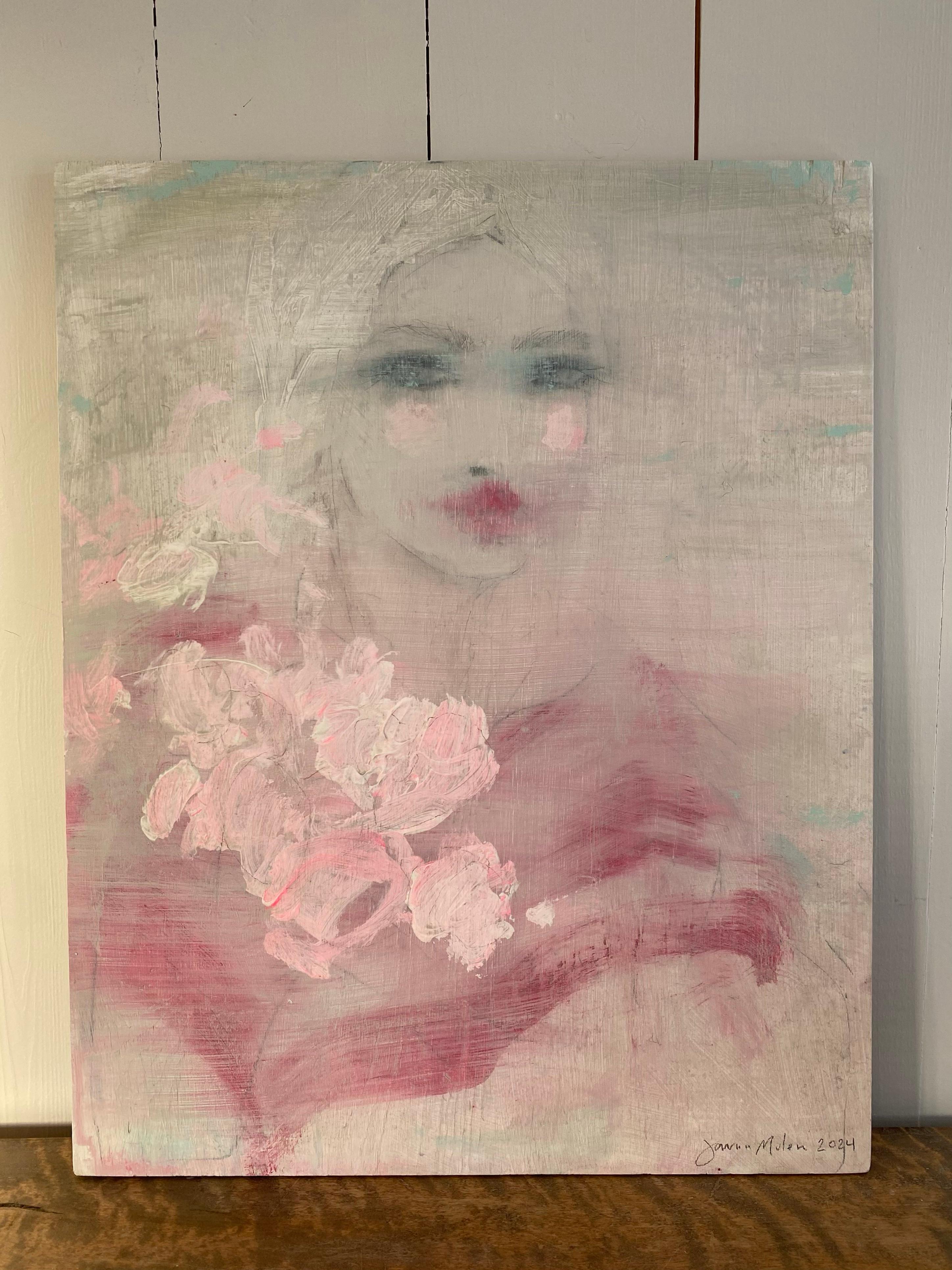 The Petals, Originalgemälde, zeitgenössische, figurative Kunst, Porträt im Angebot 4