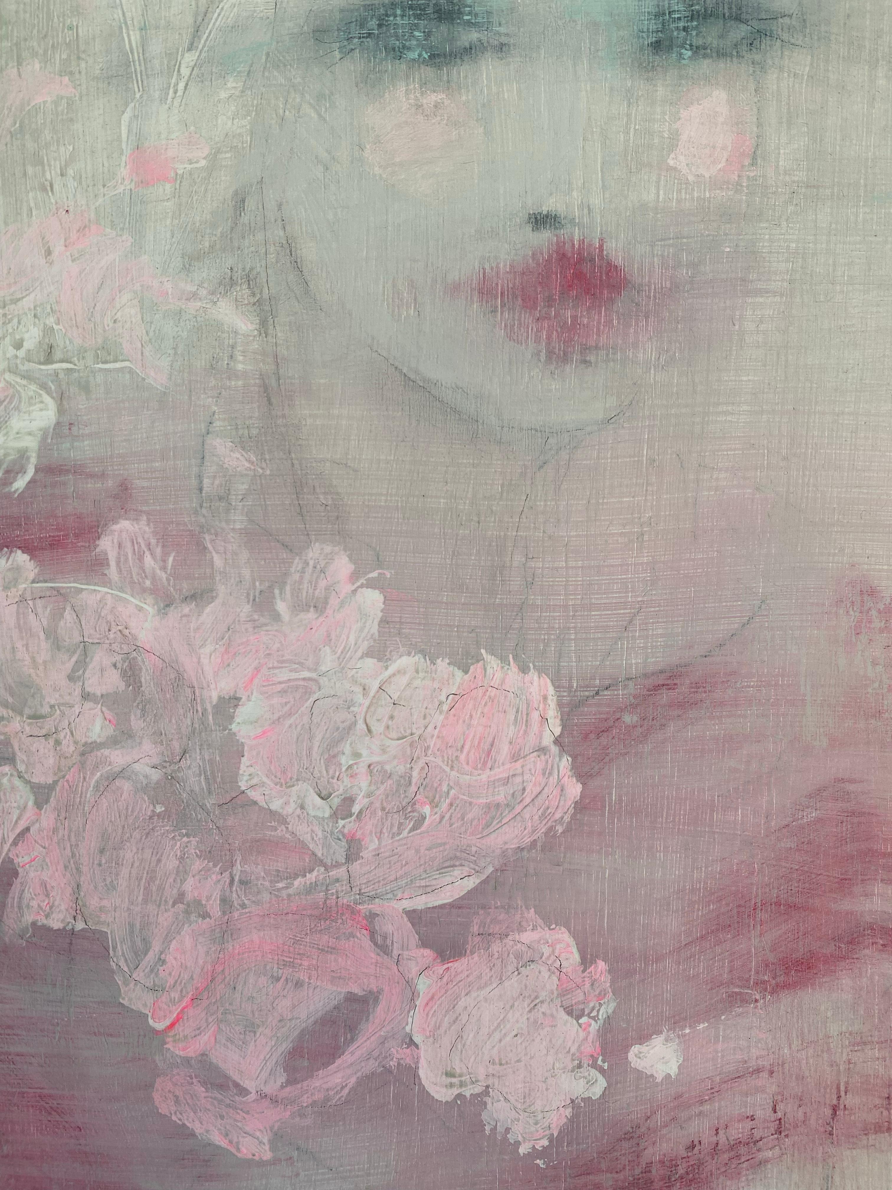 The Petals, Originalgemälde, zeitgenössische, figurative Kunst, Porträt im Angebot 5