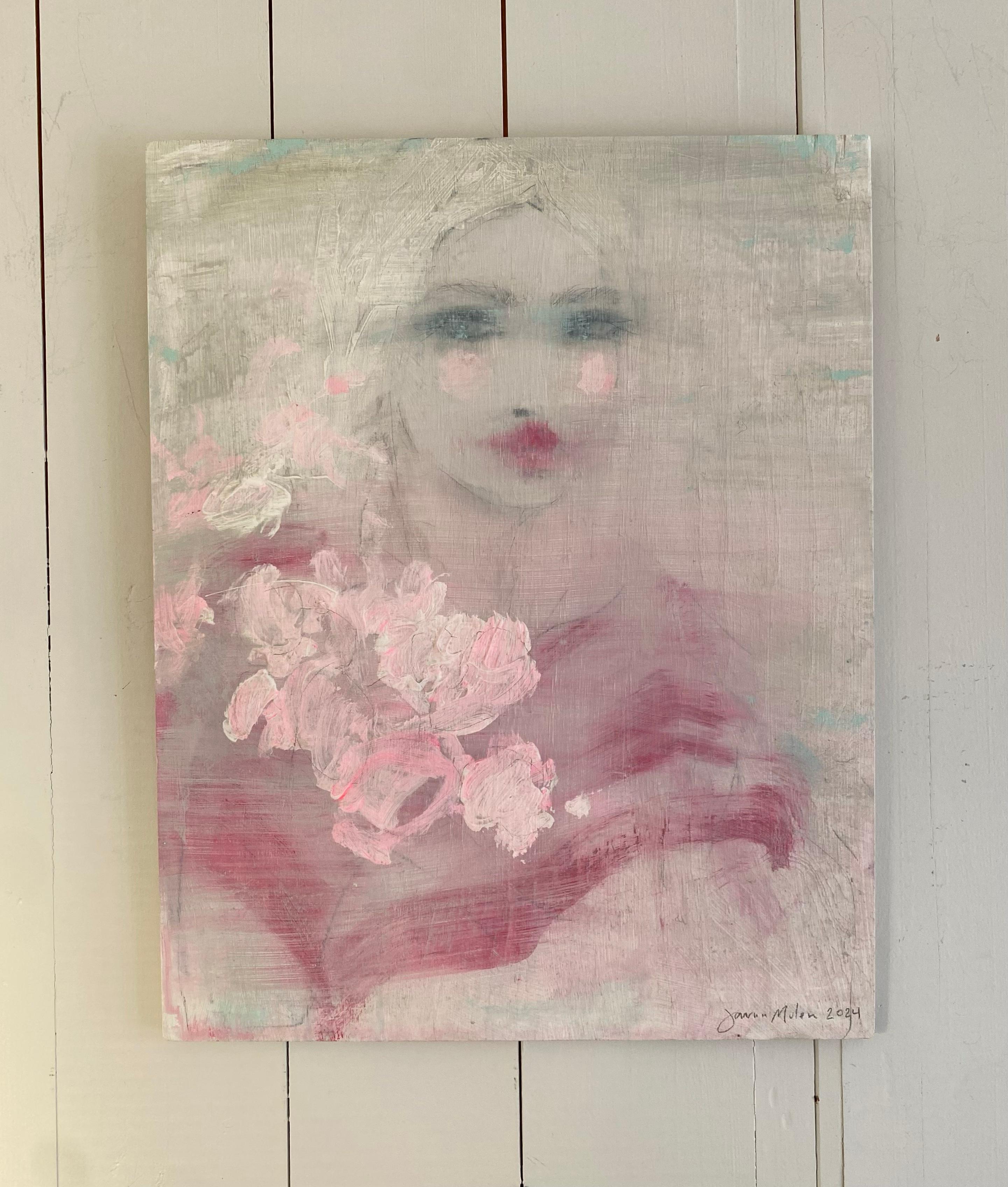 The Petals, Originalgemälde, zeitgenössische, figurative Kunst, Porträt im Angebot 6