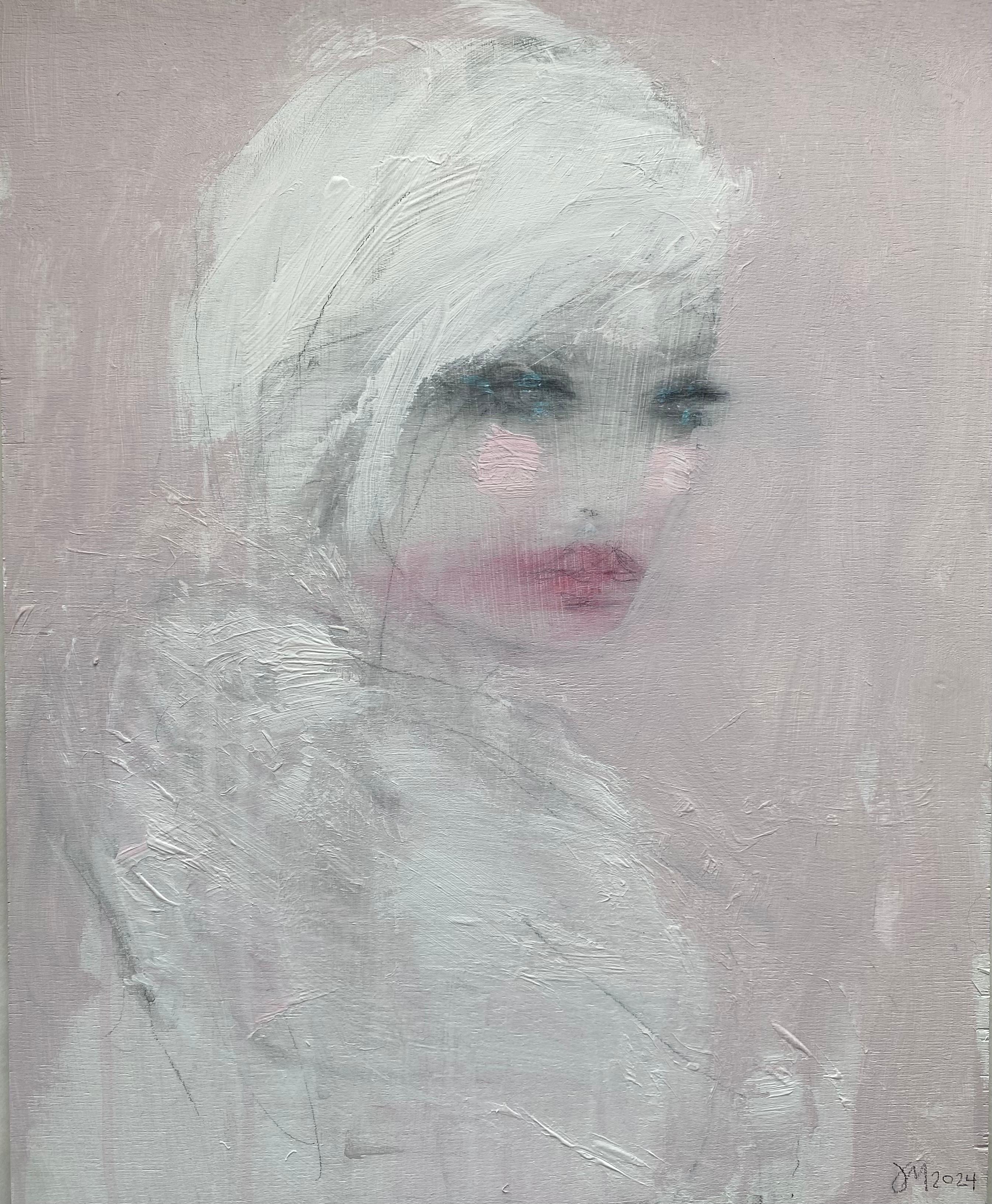 Portrait Painting Jorunn Mulen - « Quand il y a l'été à la lumière et l'hiver à l'abat-jour », original, femmes art