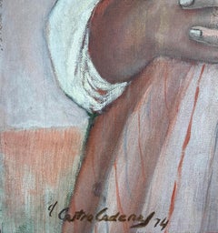 Psychological Portrait of Girl with Dog Spanish Figurative Oil Canvas Painting