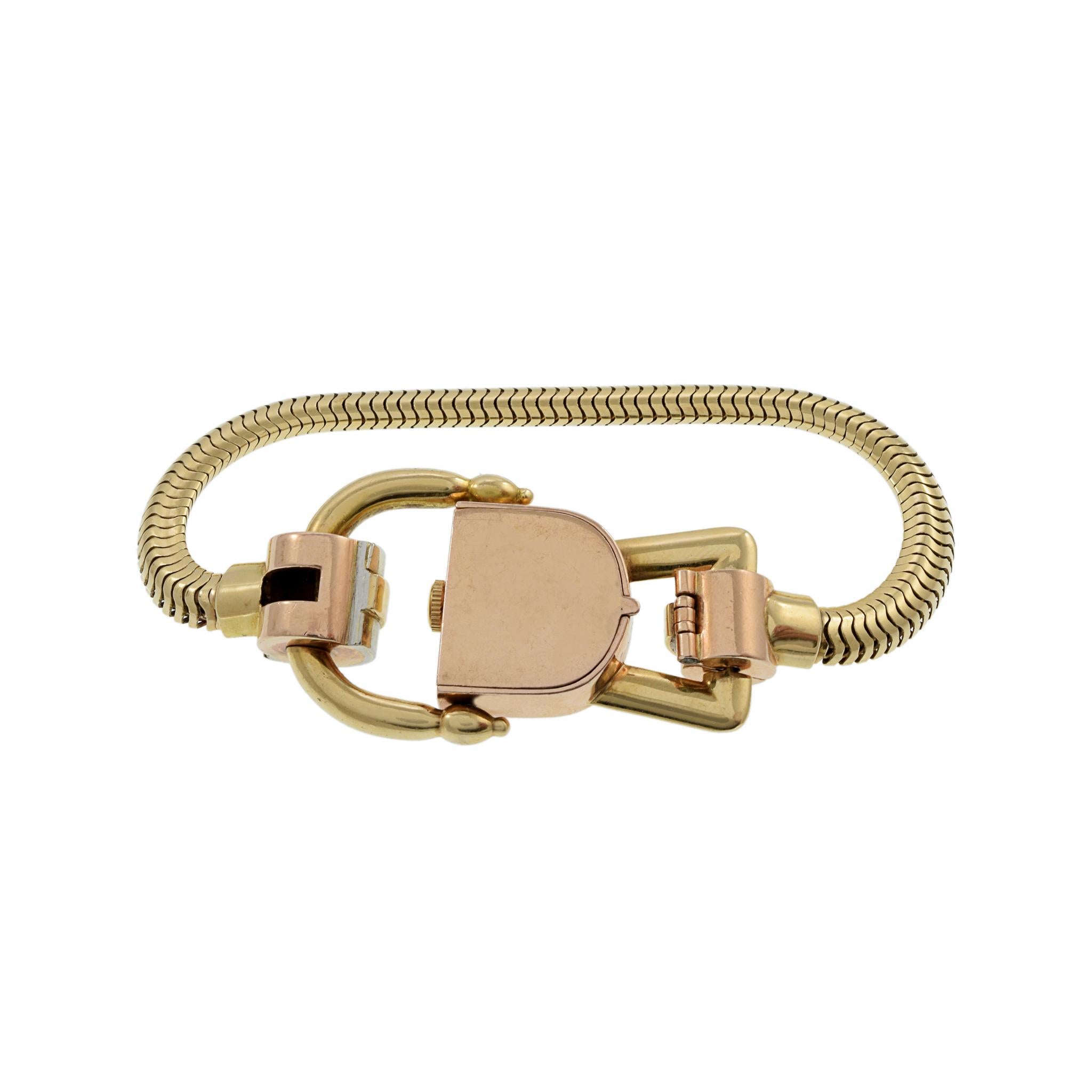 Jos Boillat Tri Color 18K Gold Cocktail-Uhr mit Handaufzug für Damen oder Herren im Angebot
