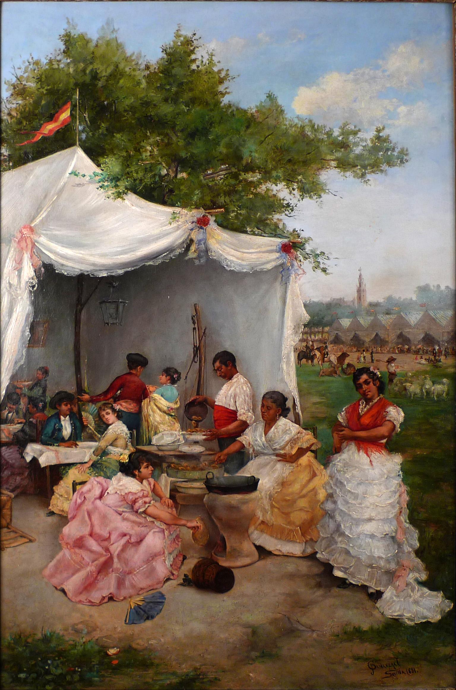 Feria de Sevilla - Painting by José Cañaveral