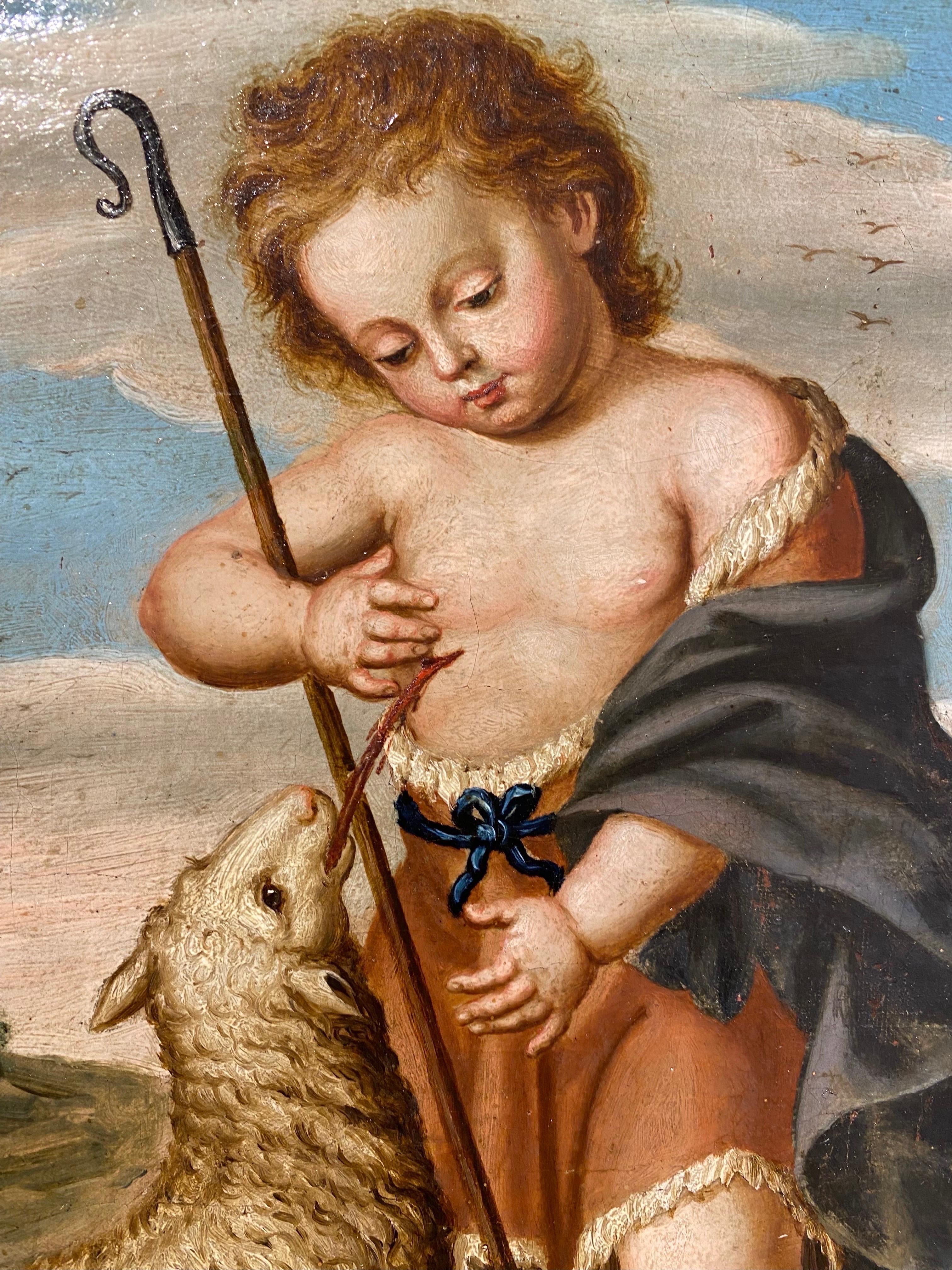 Saint John und die Schafe – Painting von José Campeche Jordan
