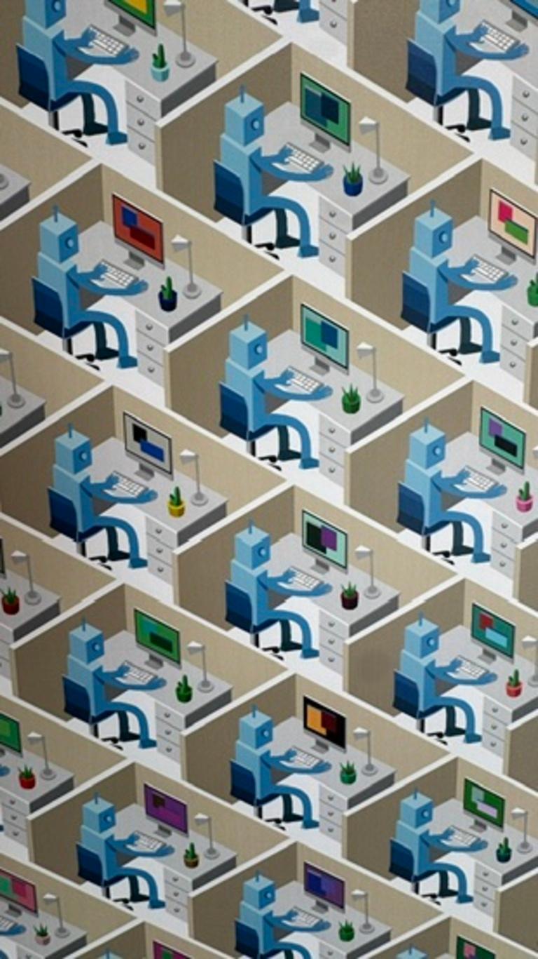 This is the place where I work. You can't tell me apart from the other workers in the image captured by the room's camera.
When I return home, I look out the window and contemplate my promised dreams for a moment before falling back into routine. 