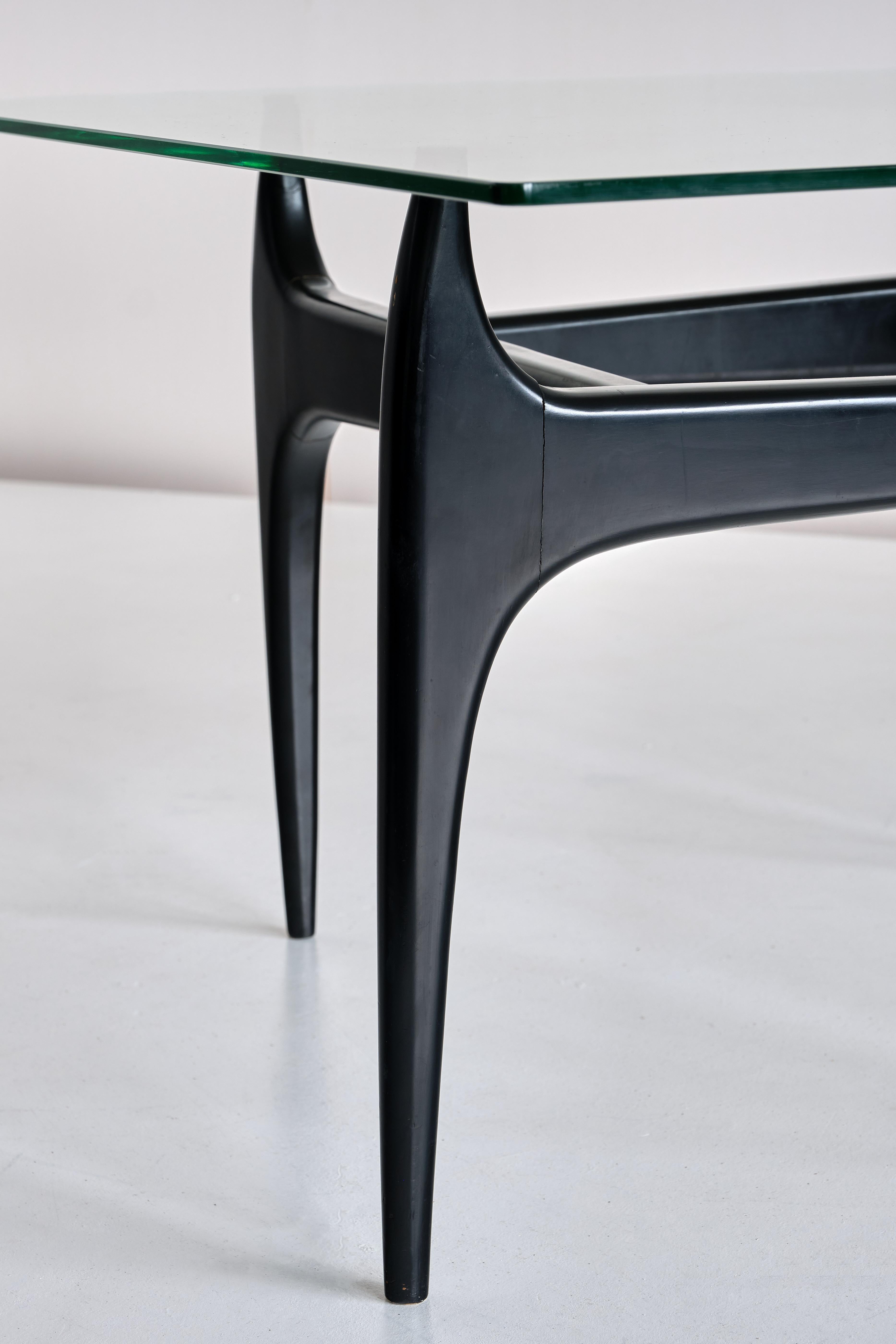 Mesa de centro Jos De Mey de madera lacada en negro, Luxus Kortrijk, Bélgica, 1957 en venta 2