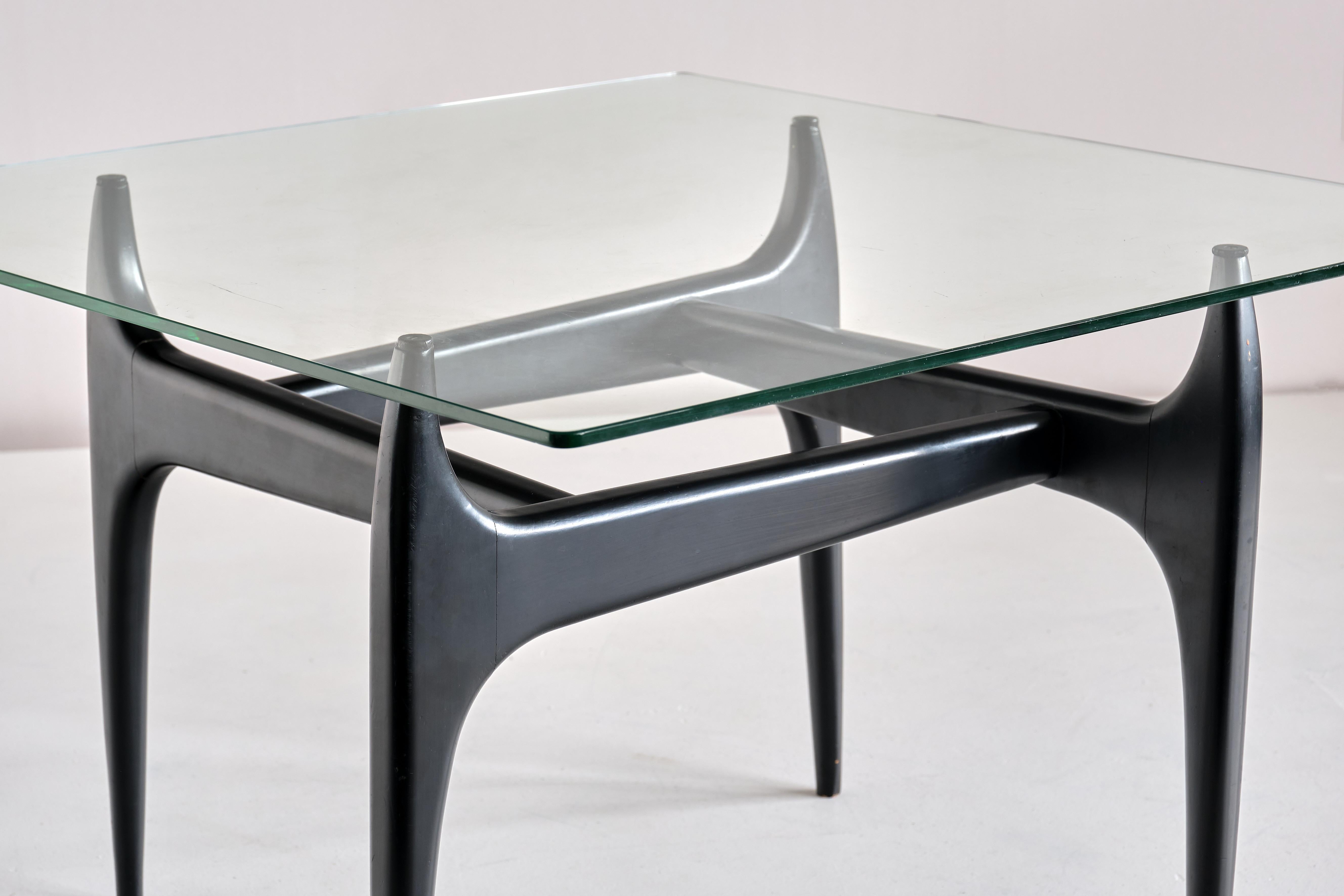 Jos De Mey Coffee Table in Black Lacquered Wood, Luxus Kortrijk, Belgium, 1957 In Good Condition For Sale In The Hague, NL