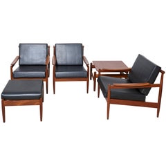 Jos De Mey Livingroom Set, Easy Armchairs, Lounge Chair with Footstool for Luxus
