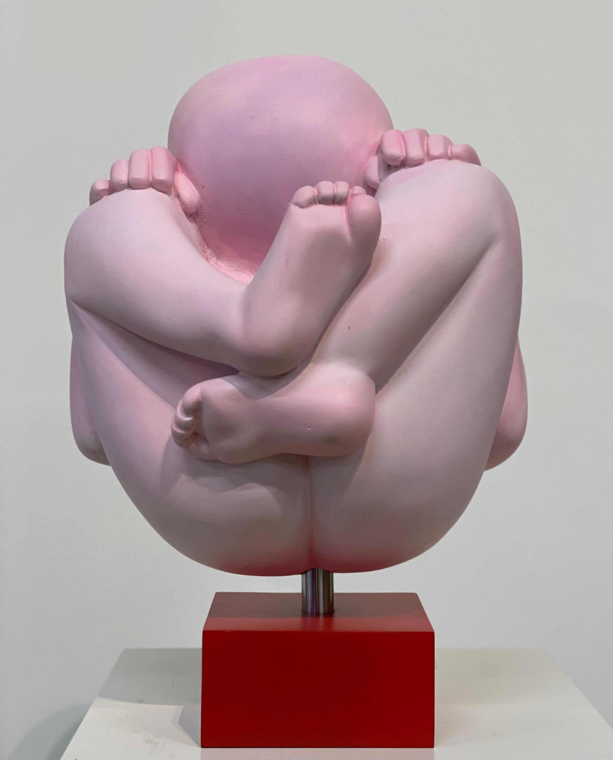 Baby- Holzskulptur eines Neugeborenen Babys aus dem 21. Jahrhundert (Zeitgenössisch), Sculpture, von Jos de Wit