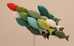 School of fish III- 21st Century Contemporary colorful Wooden sculpture