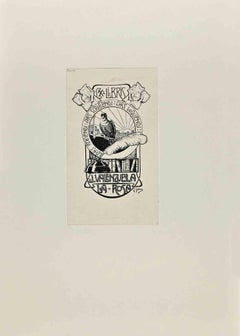 Ex Libris J. Valenzuela La - Rosa - Woodcut by José Galiay - early 20th Century