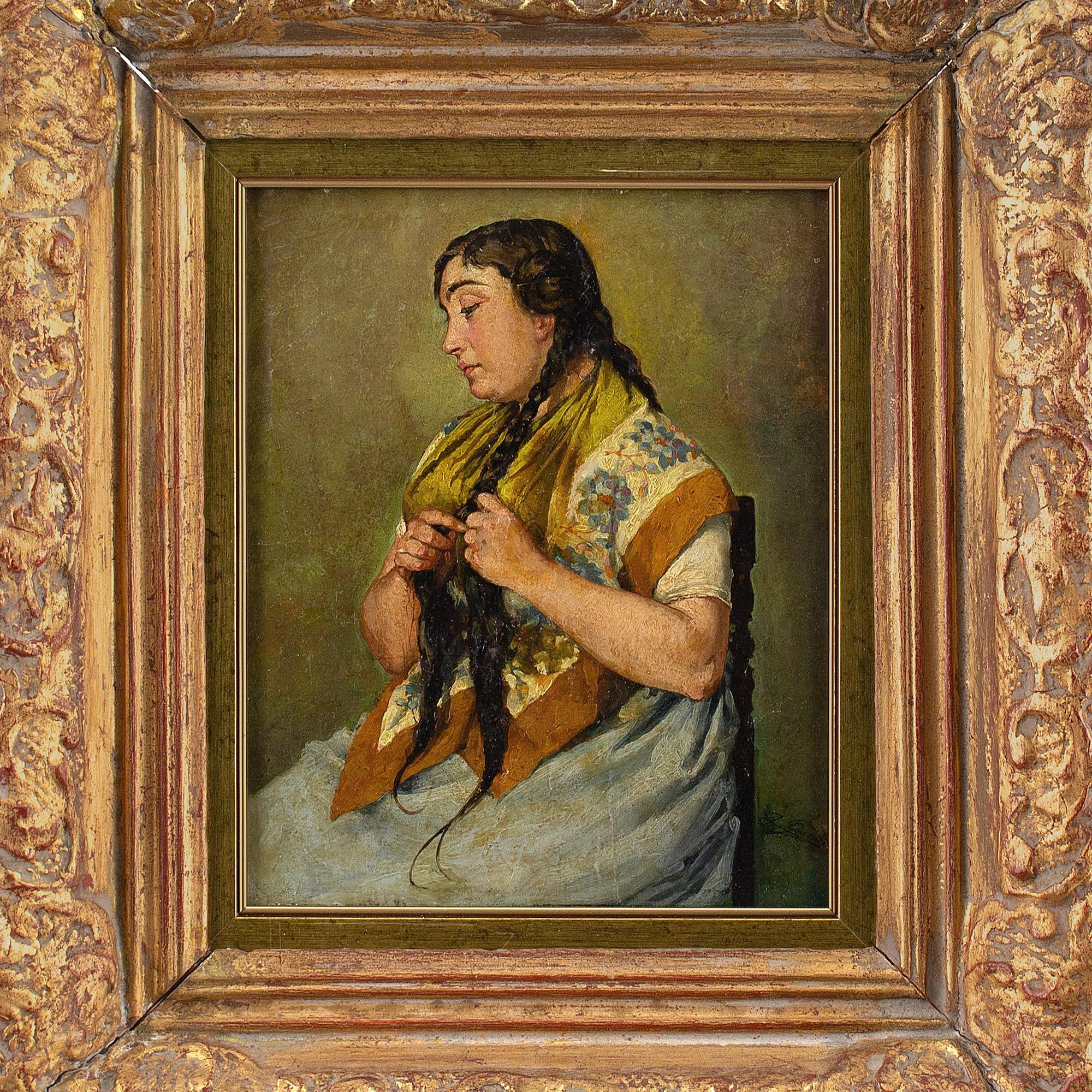 José Genoves Llansol, Portrait of a Valencian Woman, Oil Painting 1