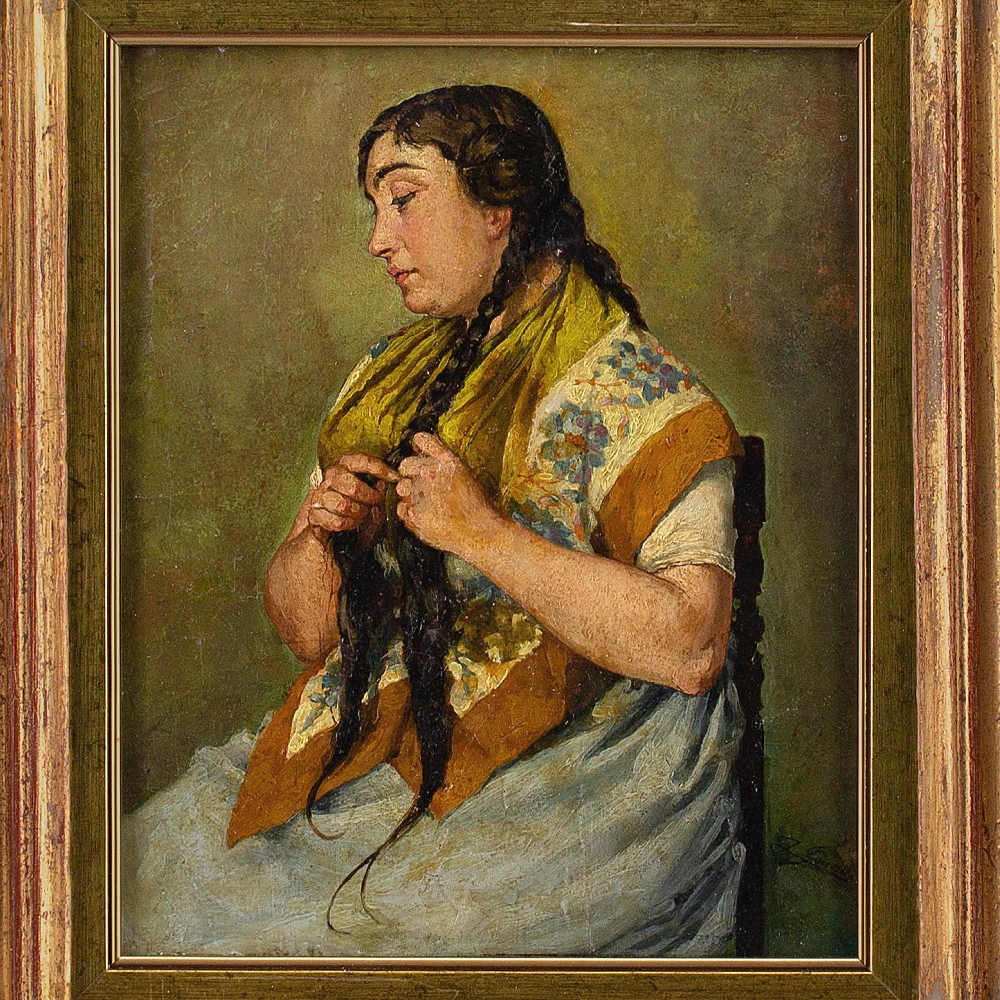 José Genoves Llansol, Portrait of a Valencian Woman, Oil Painting 2