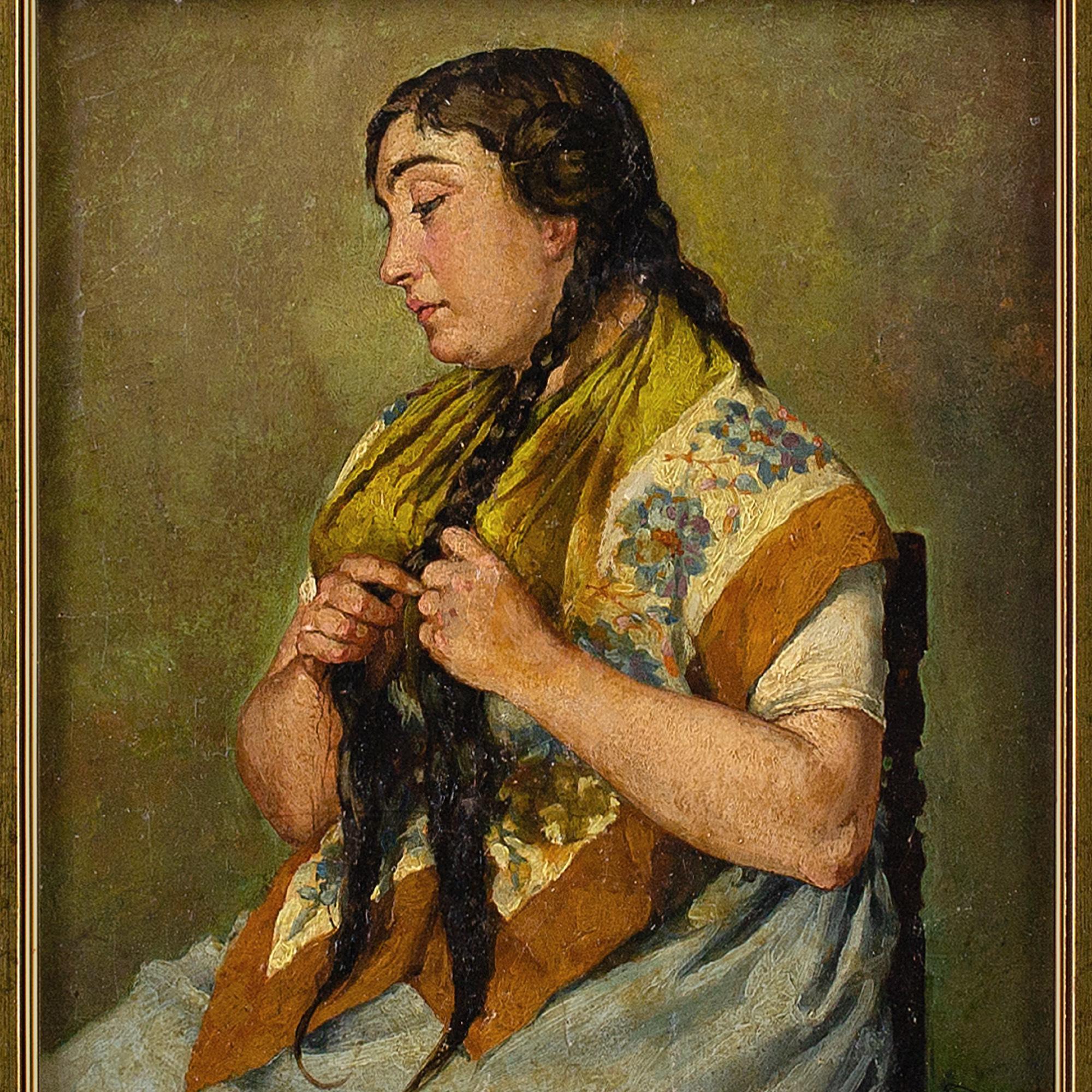 José Genoves Llansol, Portrait of a Valencian Woman, Oil Painting 3