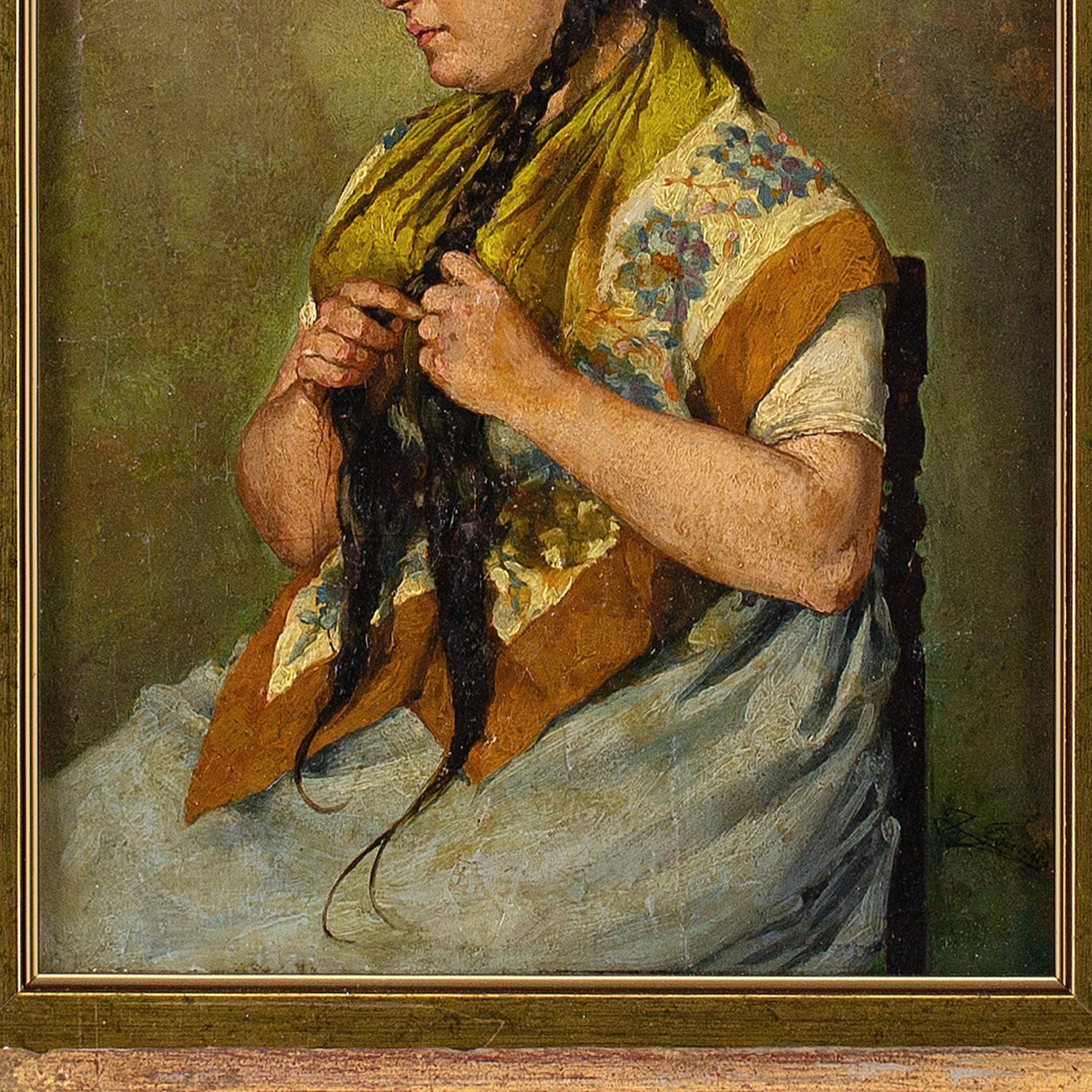 José Genoves Llansol, Portrait of a Valencian Woman, Oil Painting 4