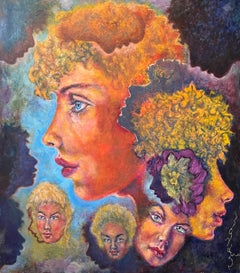 "Somiglianza familiare" di José Gerson - Olio su legno - 62,4x54,6 cm