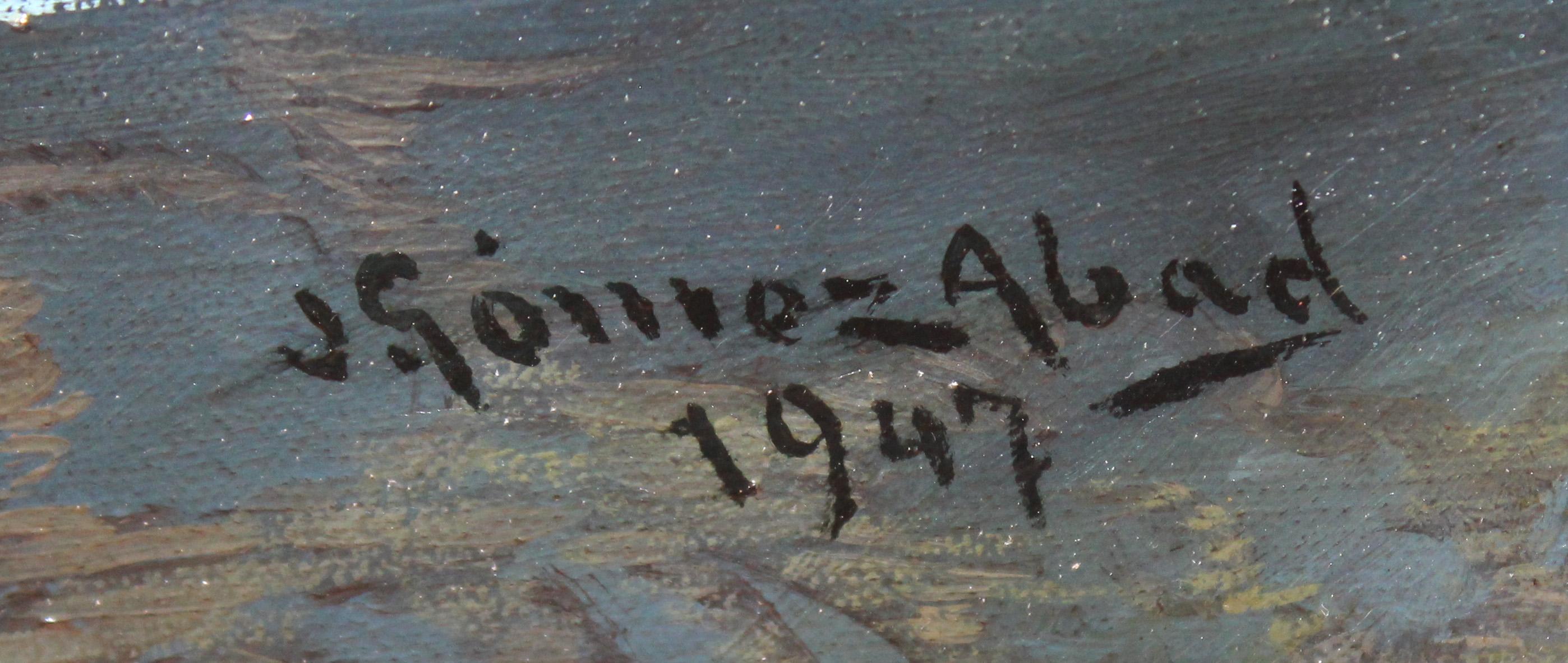 Bodegón de uvas y jarra - Óleo sobre tela - Año 1947 For Sale 4