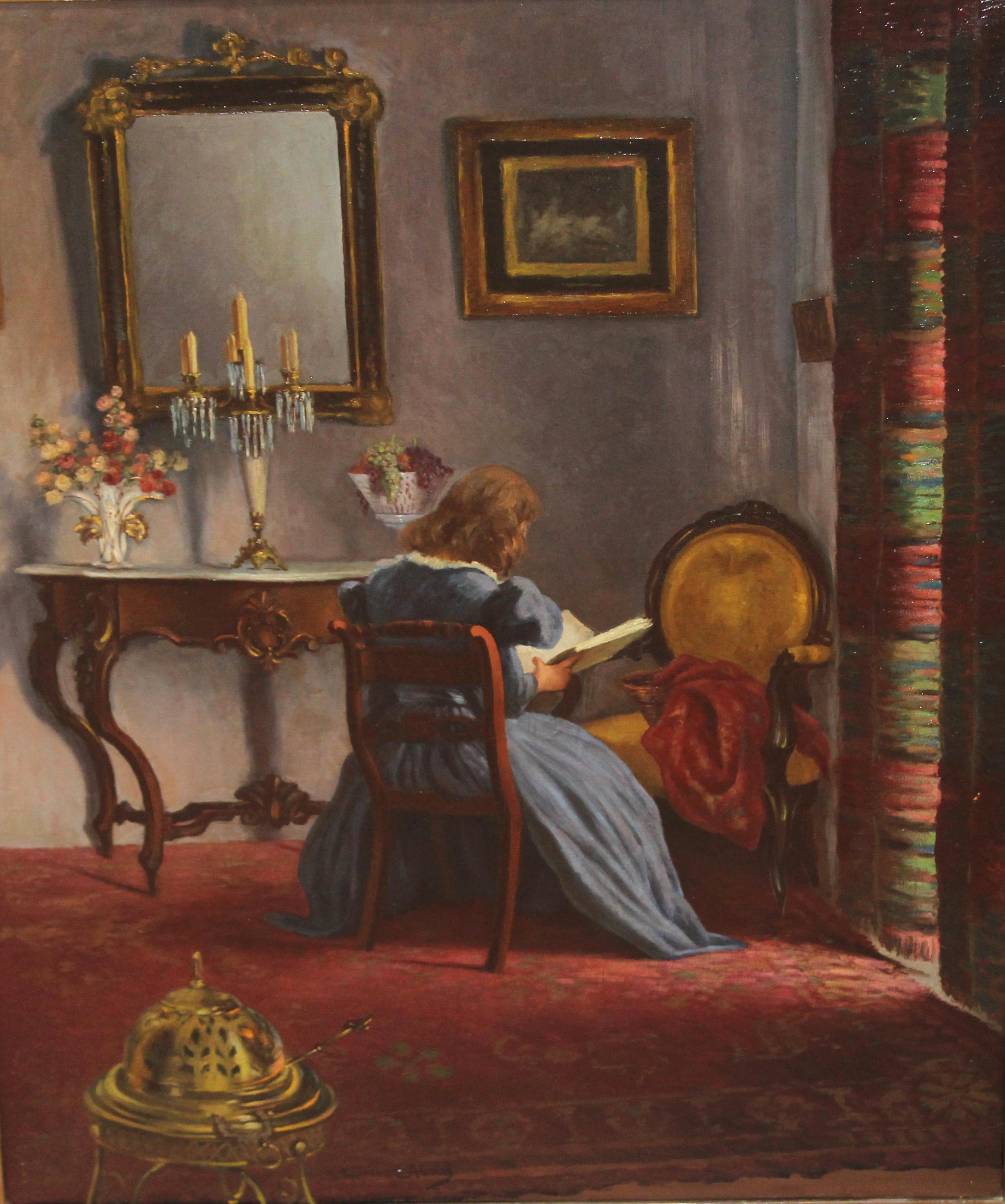 Óleo sobre tela - Tranquilidad victoriana – Painting von José Gómez Abad