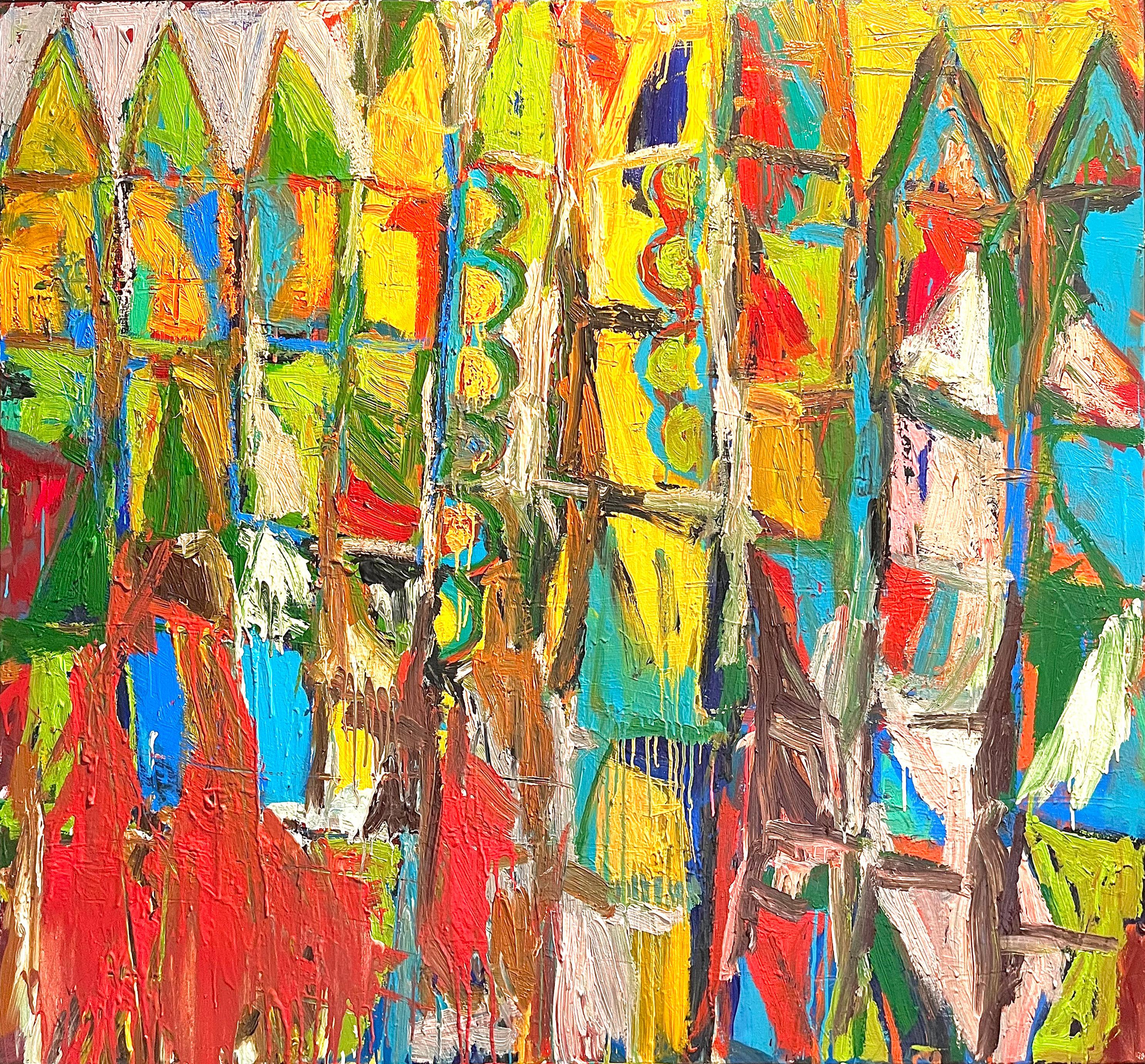 Abstract Painting di José Ignacio Suarez Solis - Bambu em cores século XV, Pittura astratta. Dalla serie Matas