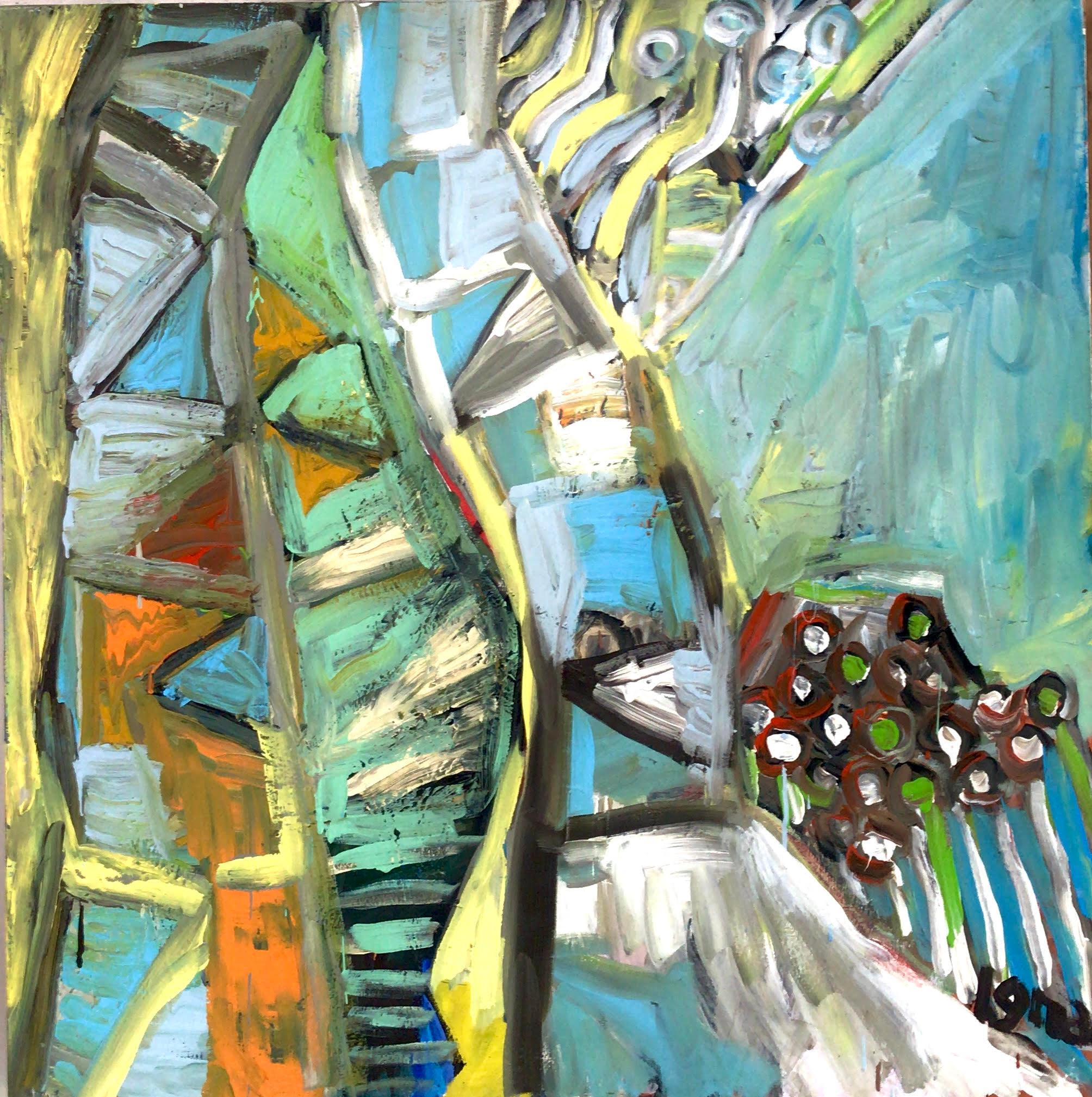 Abstract Painting José Ignacio Suarez Solis - Coqueiros de Klee, peinture abstraite. De la série Matas