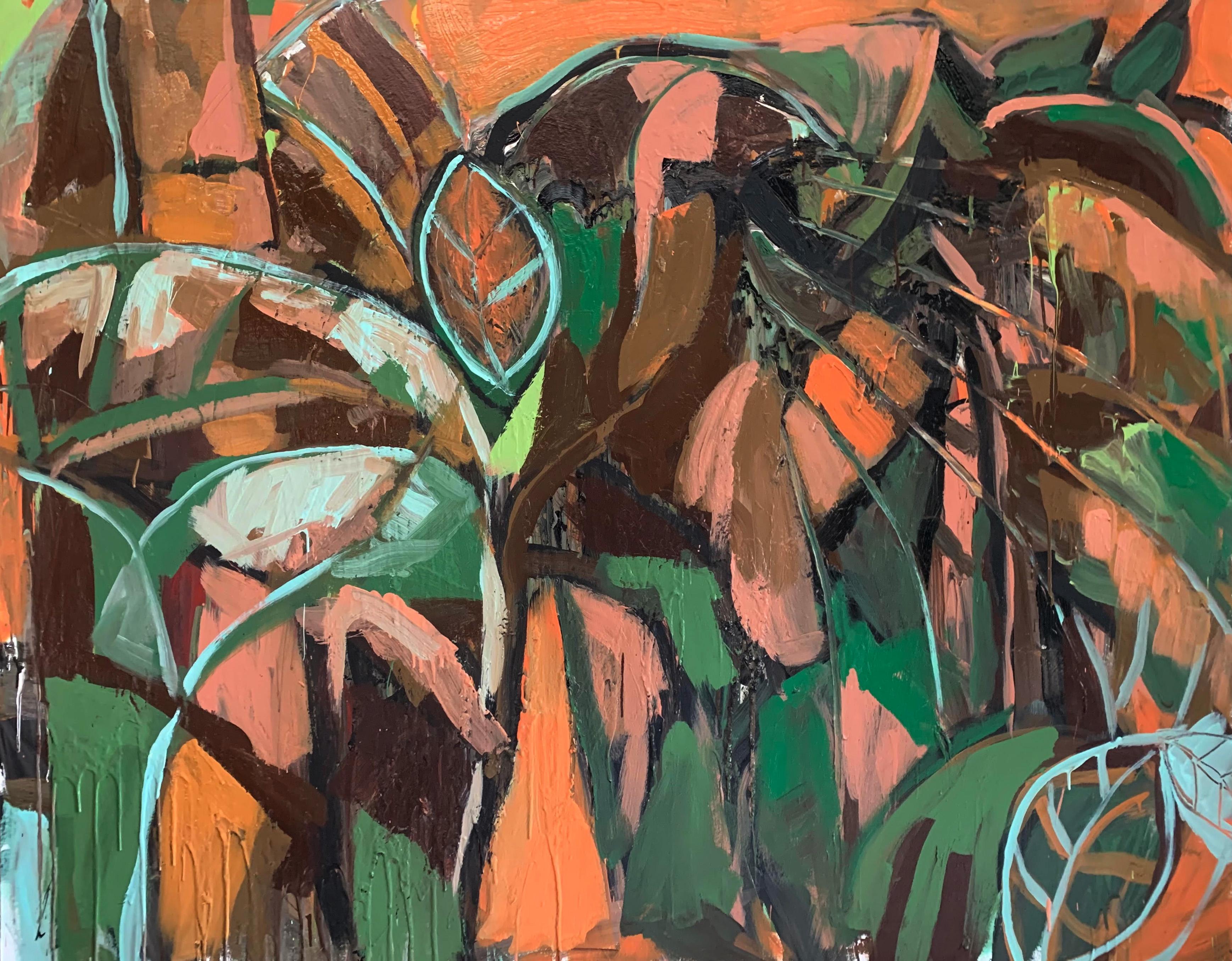 Per Jose Ignacio Suarez un abisso di tempo e spazio lo distanzia da coloro che furono i primi abitanti delle coste brasiliane e di questo vasto continente americano. Il suo linguaggio iniziale è la pittura bidimensionale, acrilico su tela,