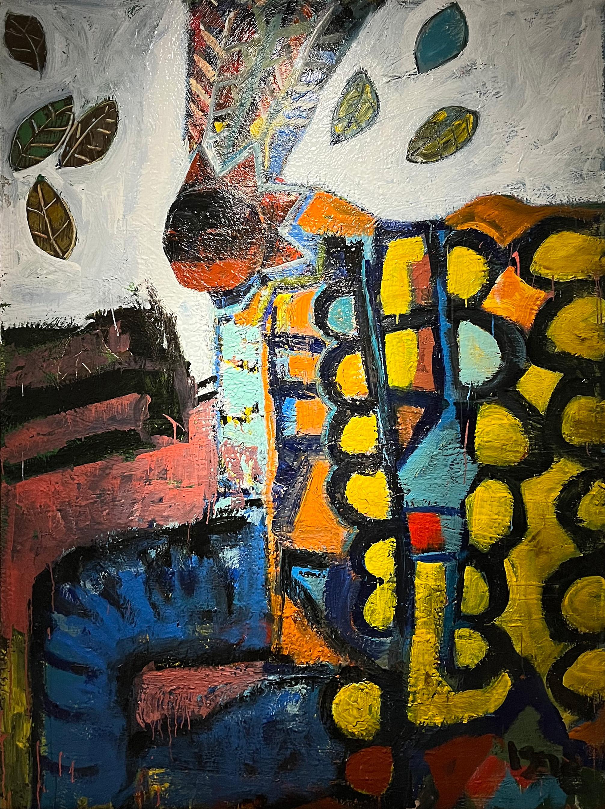 For Jose Ignacio Suarez an abyss of time and space distances him from those who were the first inhabitants of the Brazilian coasts and of this vast American continent. His initial language is two-dimensional painting, acrylic on canvas, observing