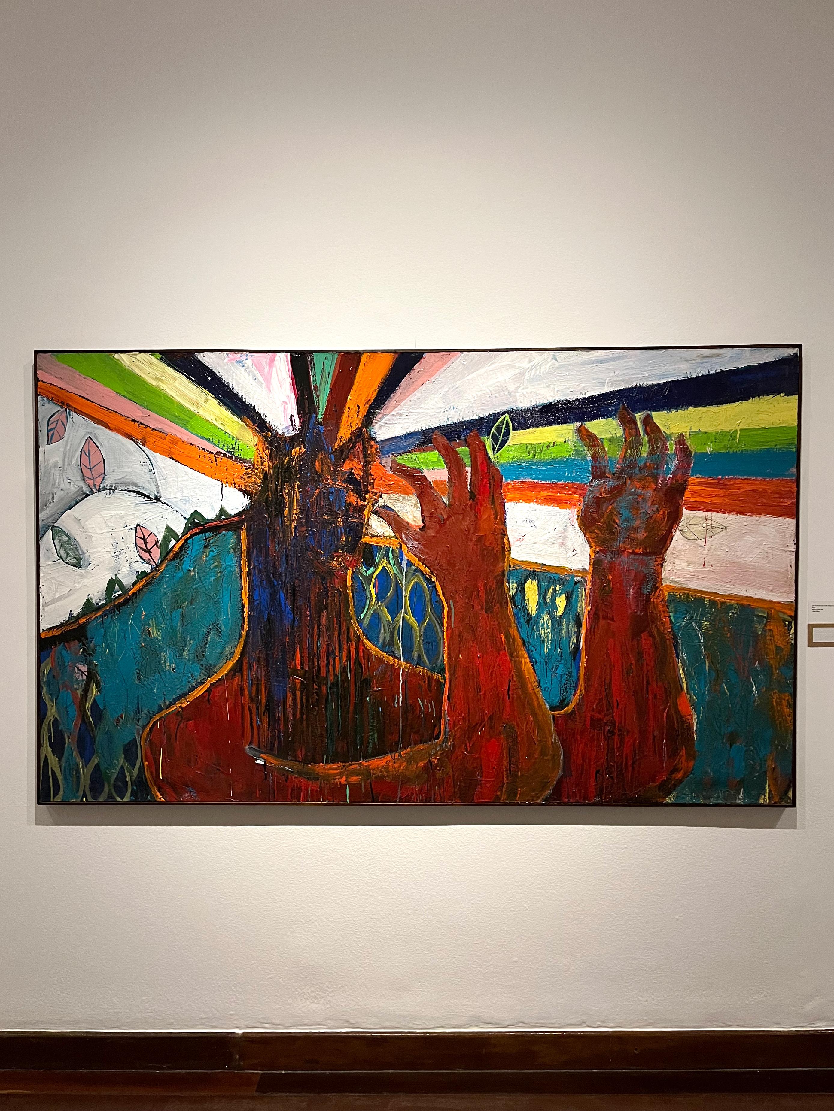 ORÍ TAMOYO TOCANDO MÚSICA DE LUZ, Pittura. Dalla serie: Figure - Abstract Painting Nero di José Ignacio Suarez Solis