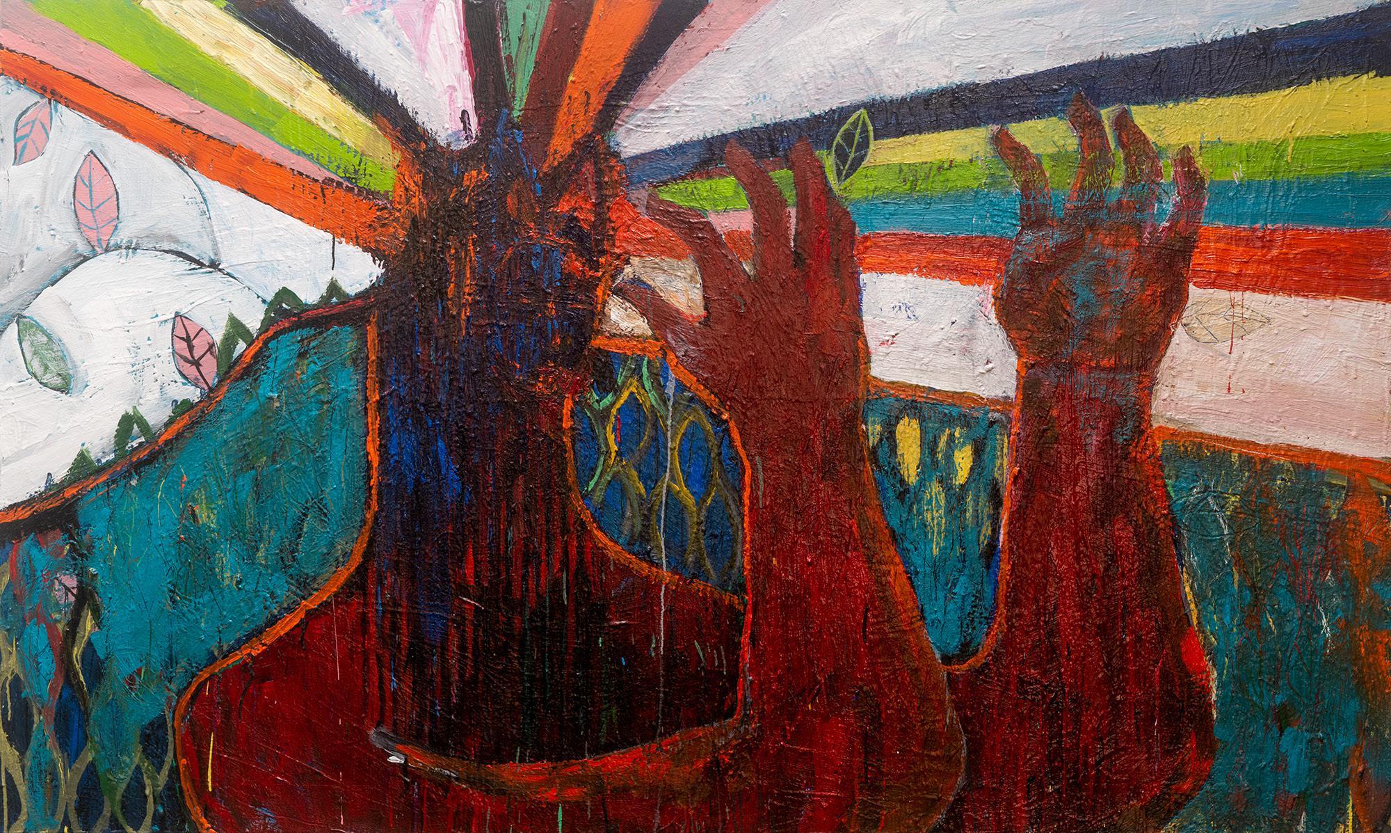 Abstract Painting di José Ignacio Suarez Solis - ORÍ TAMOYO TOCANDO MÚSICA DE LUZ, Pittura. Dalla serie: Figure