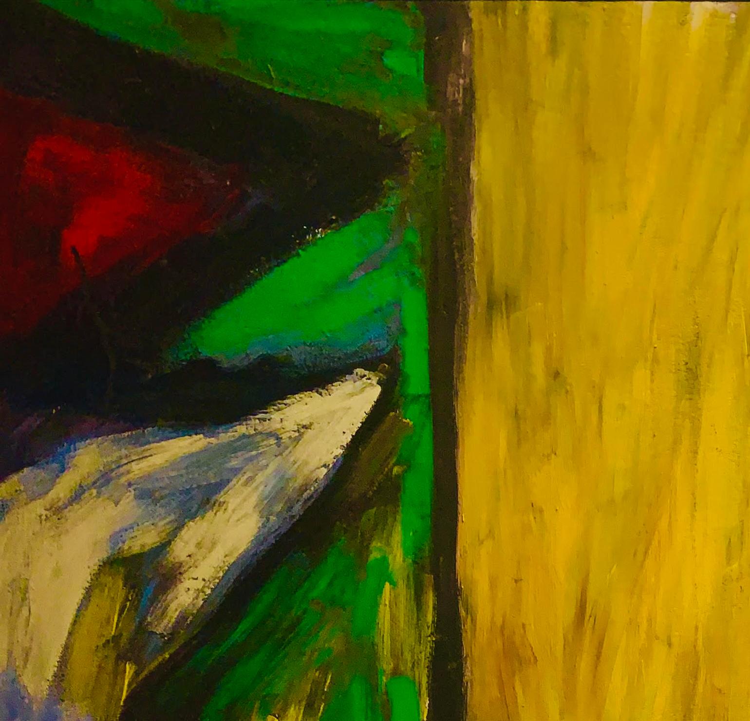 Palmeiras derretendo na luz, peinture abstraite. De la série Matas - Painting de José Ignacio Suarez Solis