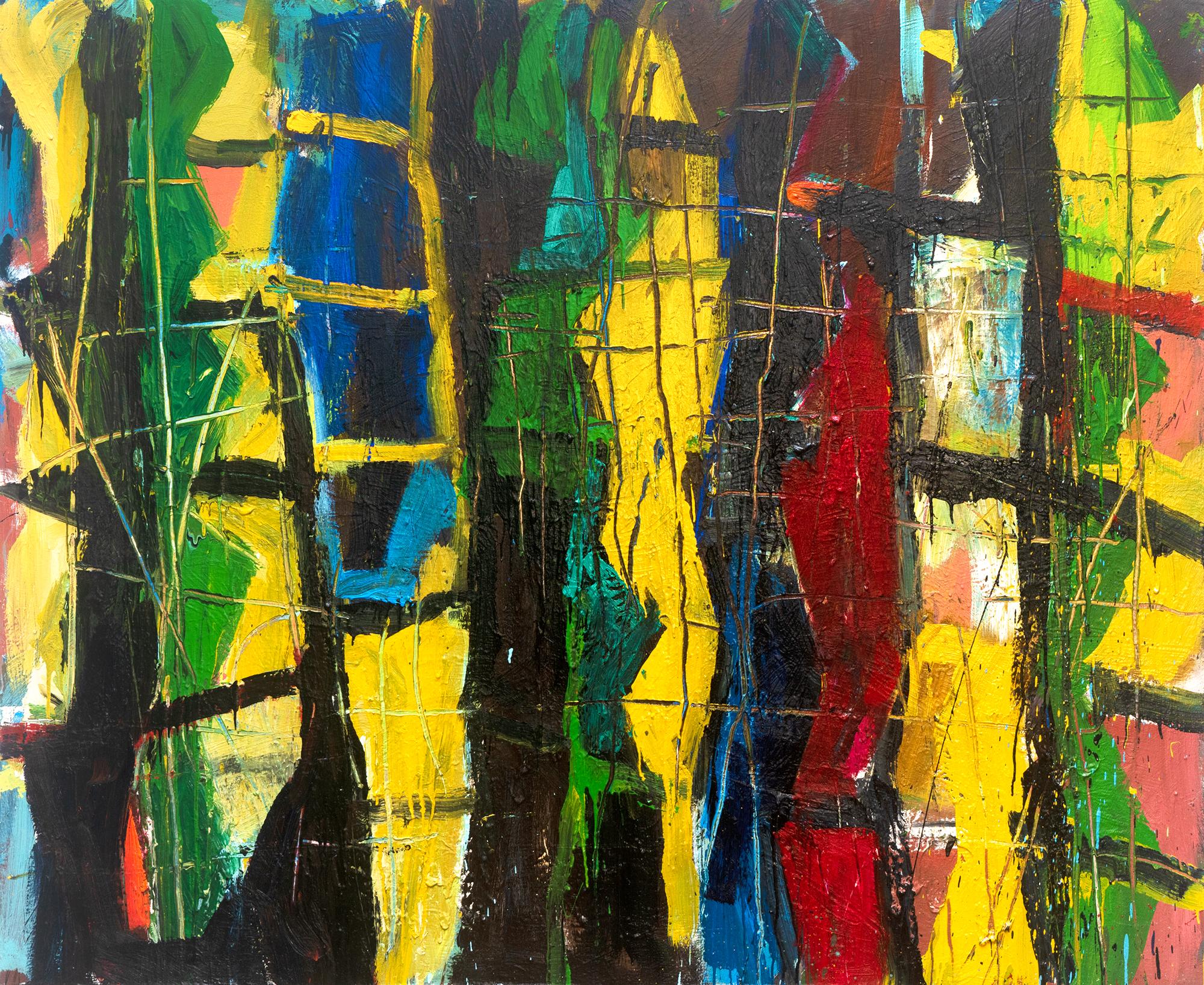 Abstract Painting José Ignacio Suarez Solis - Trama de bambu, peinture abstraite De la série Matas