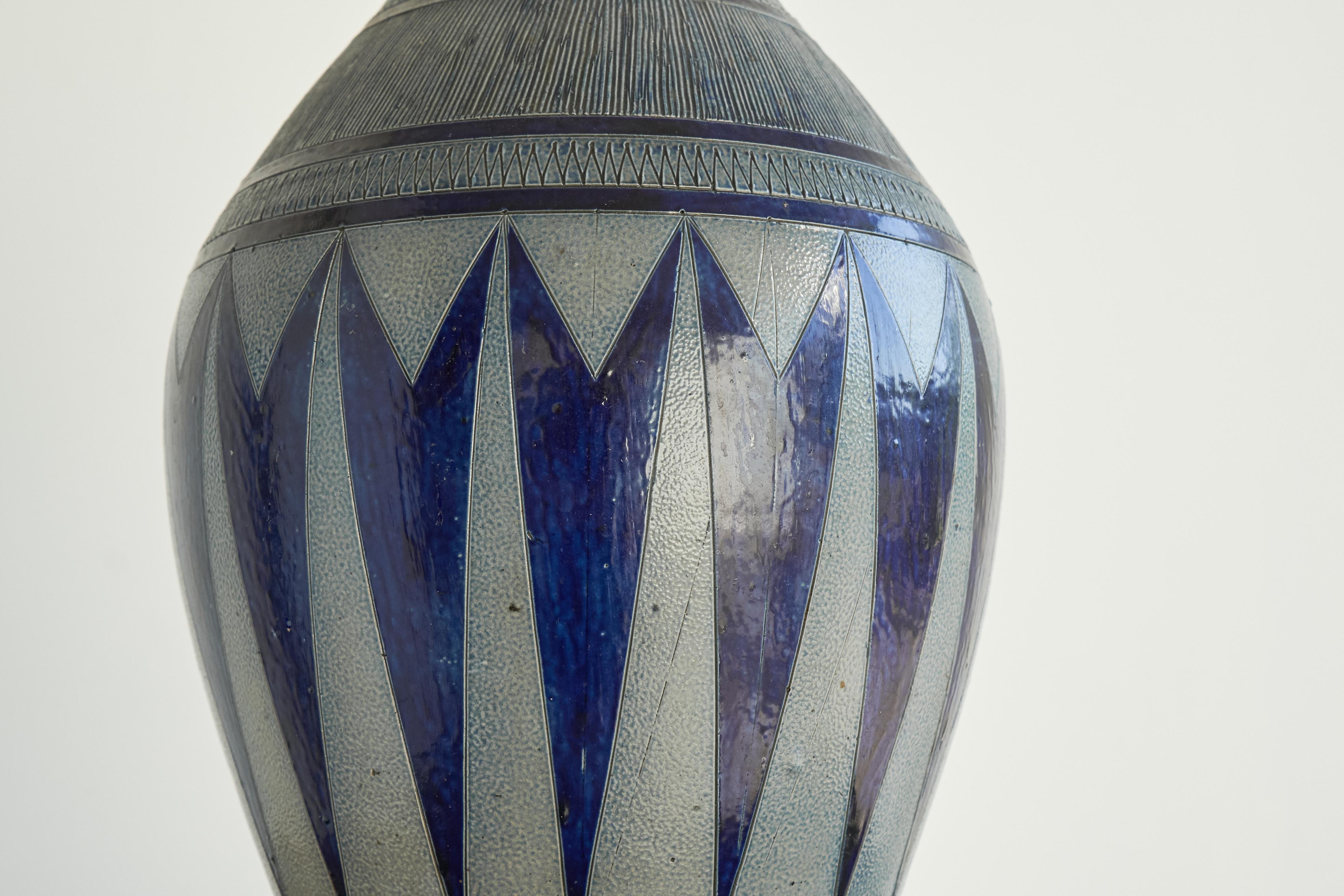Mid-Century Modern Jos Kalb Grès de La Roche Salt Glazed Large Vase Belgium 1940s For Sale