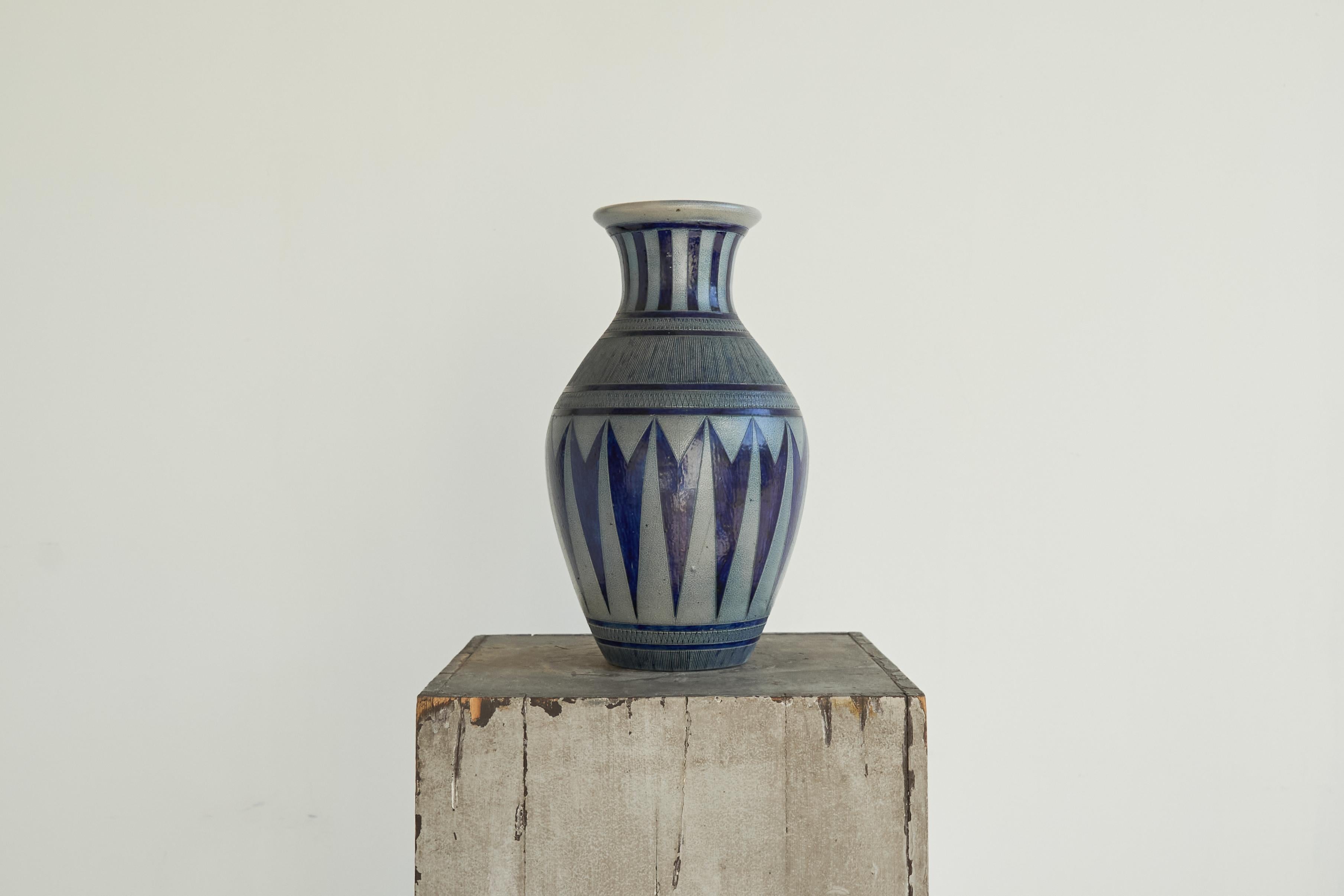 Belgian Jos Kalb Grès de La Roche Salt Glazed Large Vase Belgium 1940s For Sale